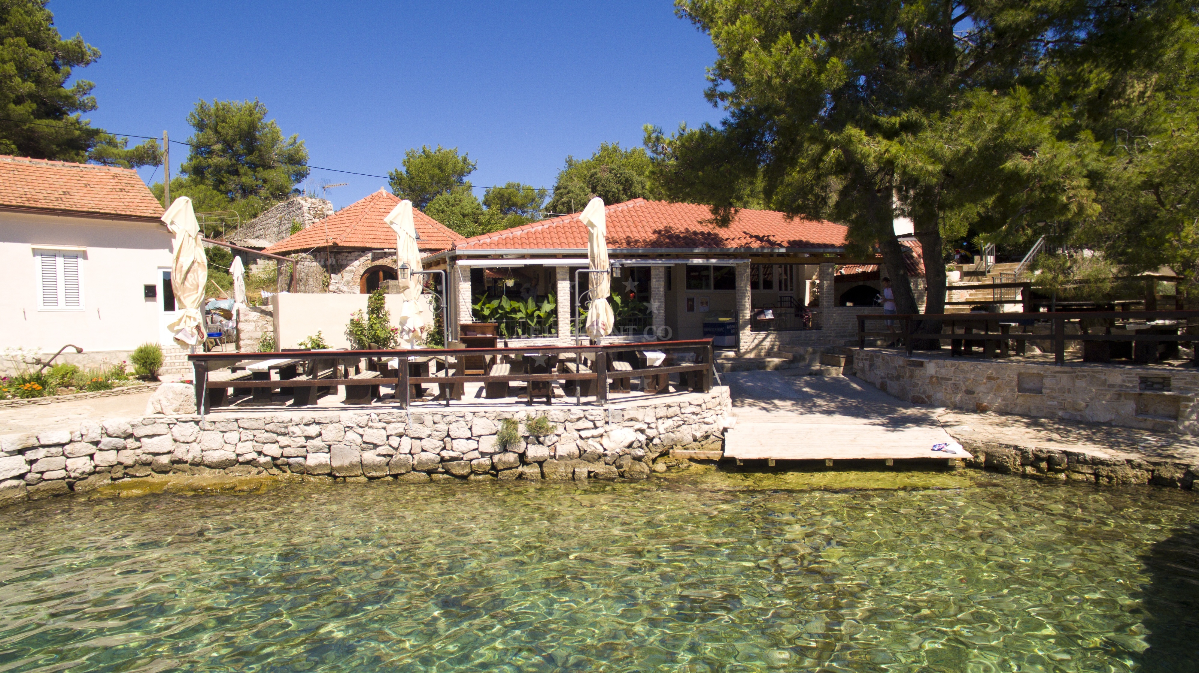 Konoba Sesula mooring buoy field in Maslinica, Solta, Croatia