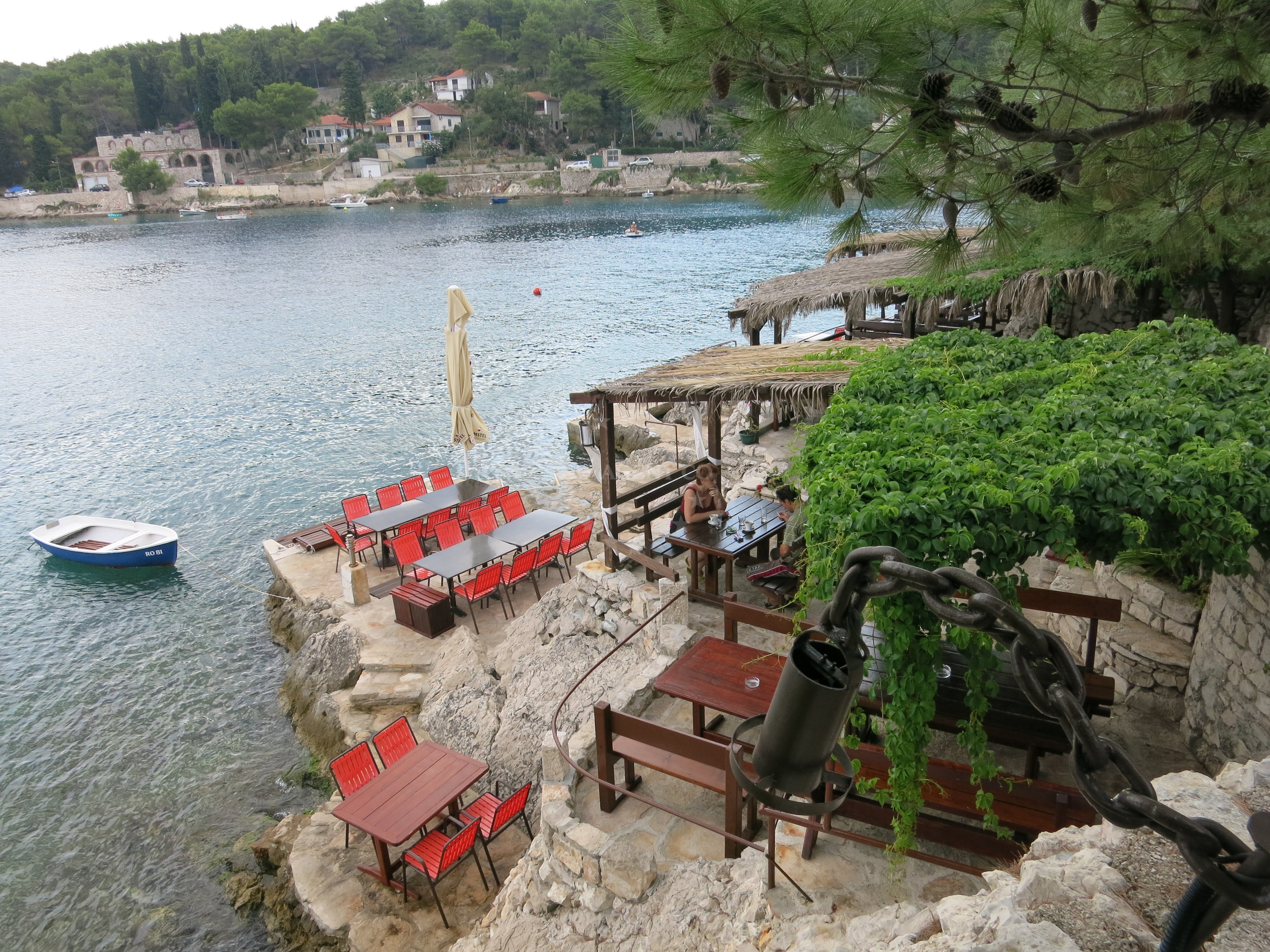 Yachts mooring at Pasarela Jetty with views of the Adriatic Sea