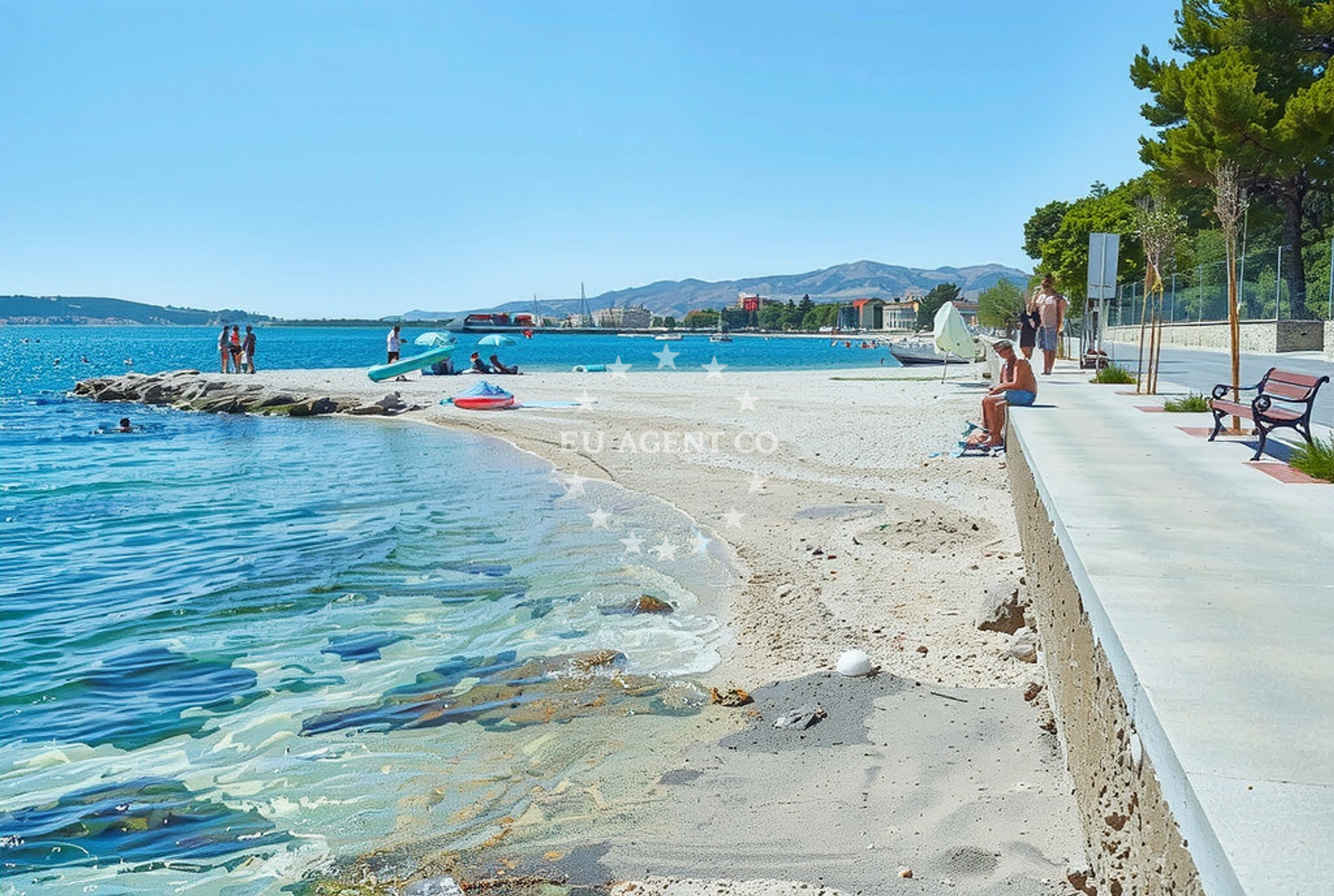Nautical view of Split, Central Dalmatia with nearby jetty and marina