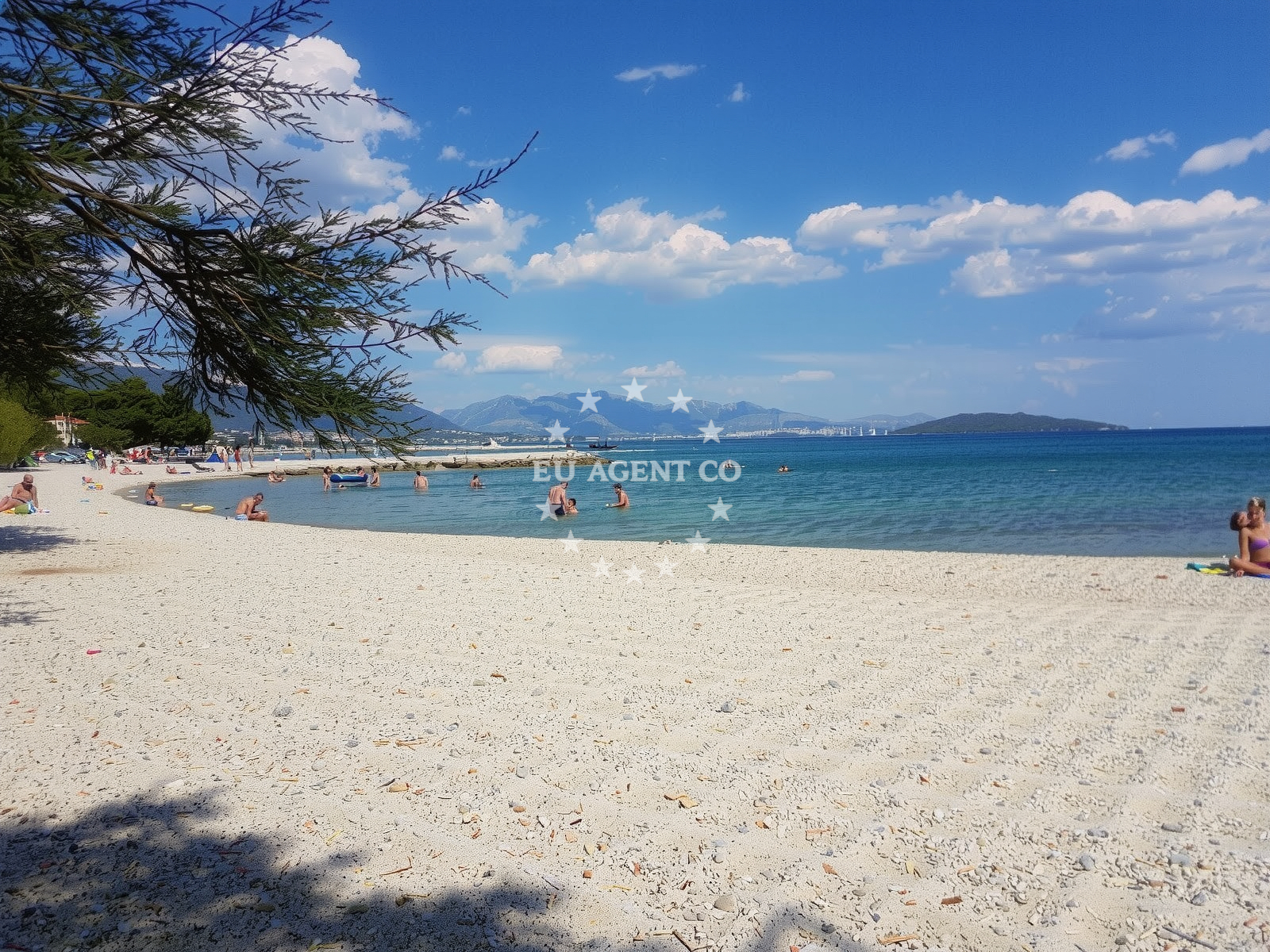 Resnik Jetty in Split, Croatia with mooring buoys and views of the airport