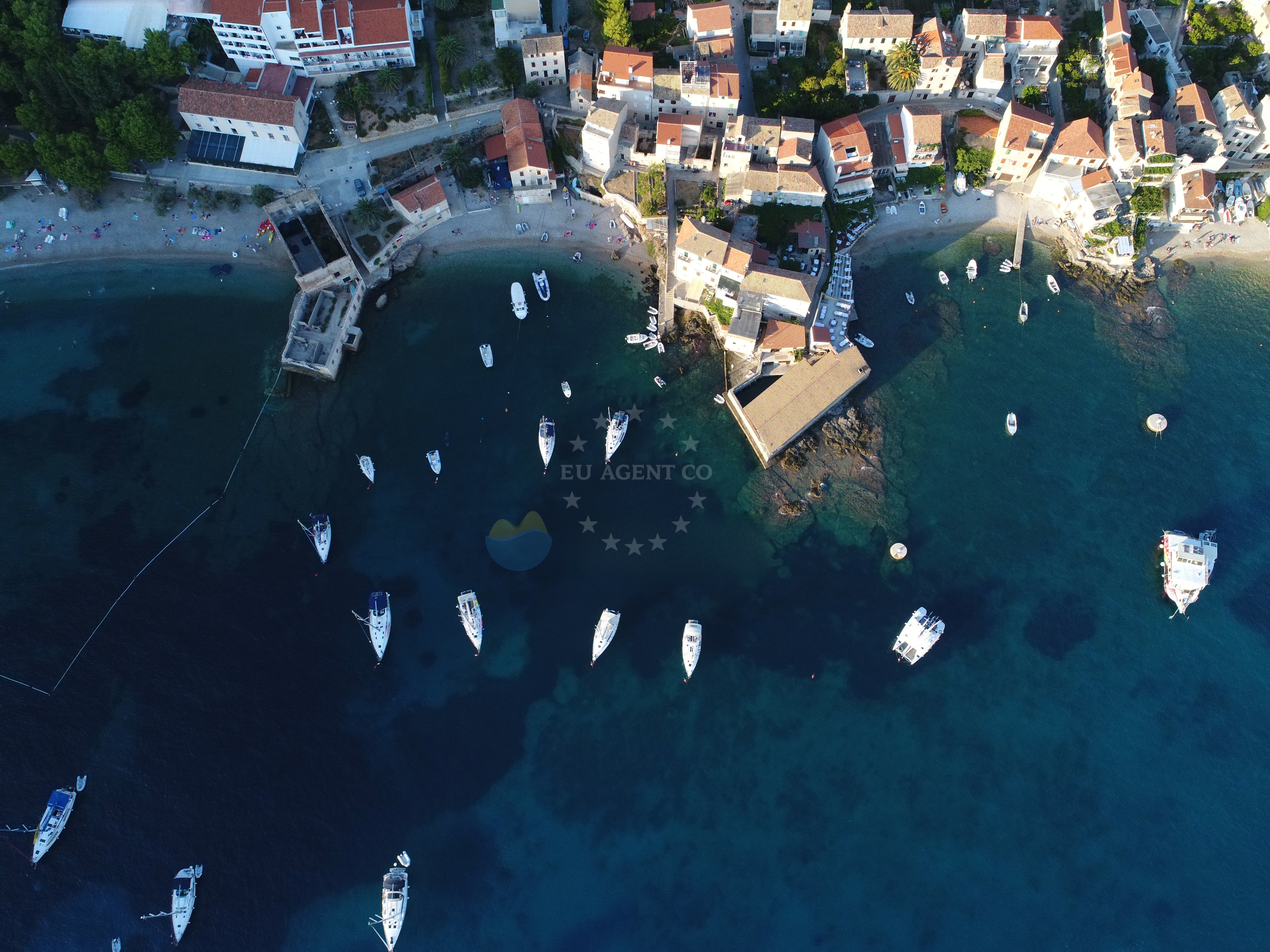 Private mooring buoys at Komiza Buoy Field, Vis, Croatia
