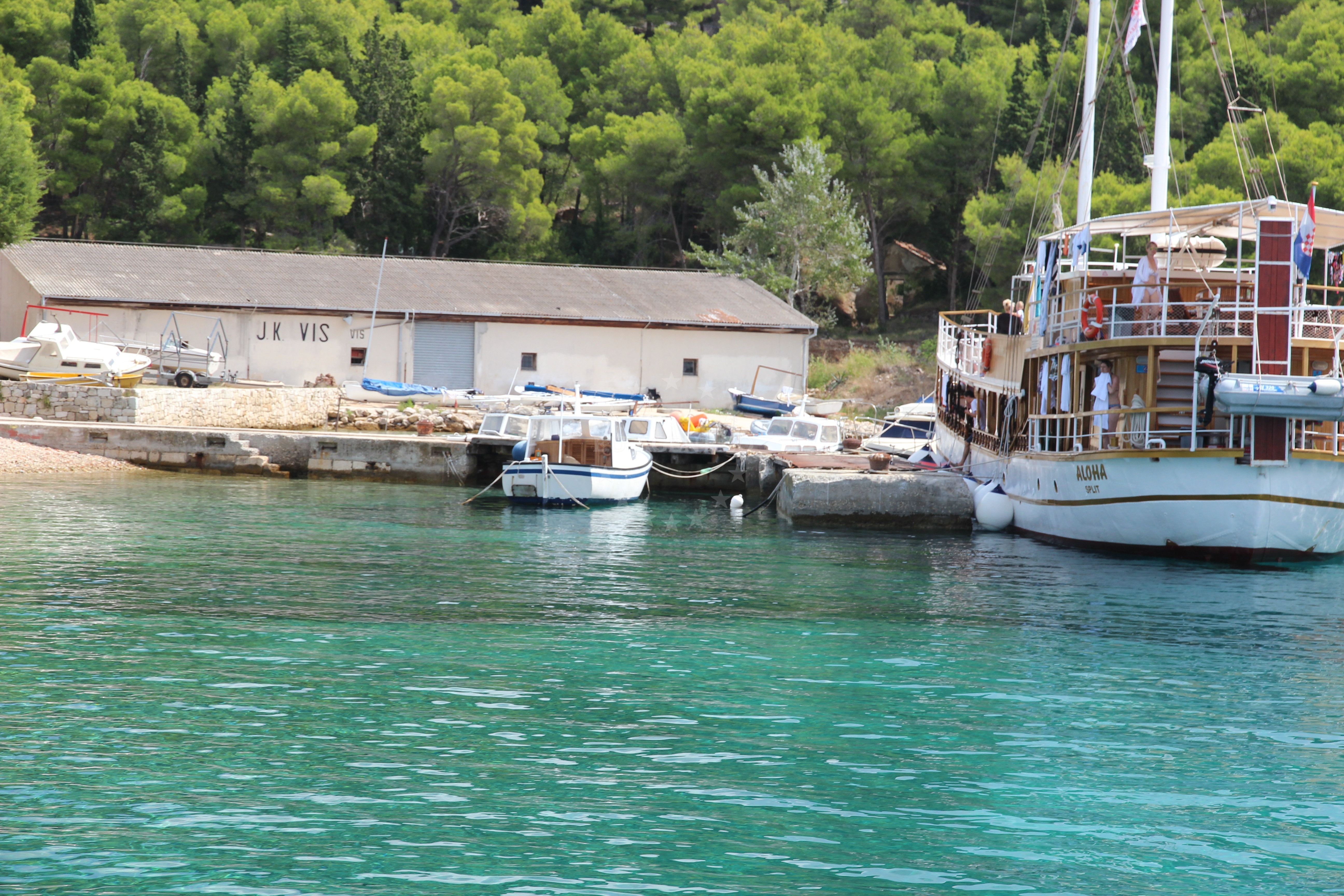 Yacht mooring at the jetty in Vis, Central Dalmatia