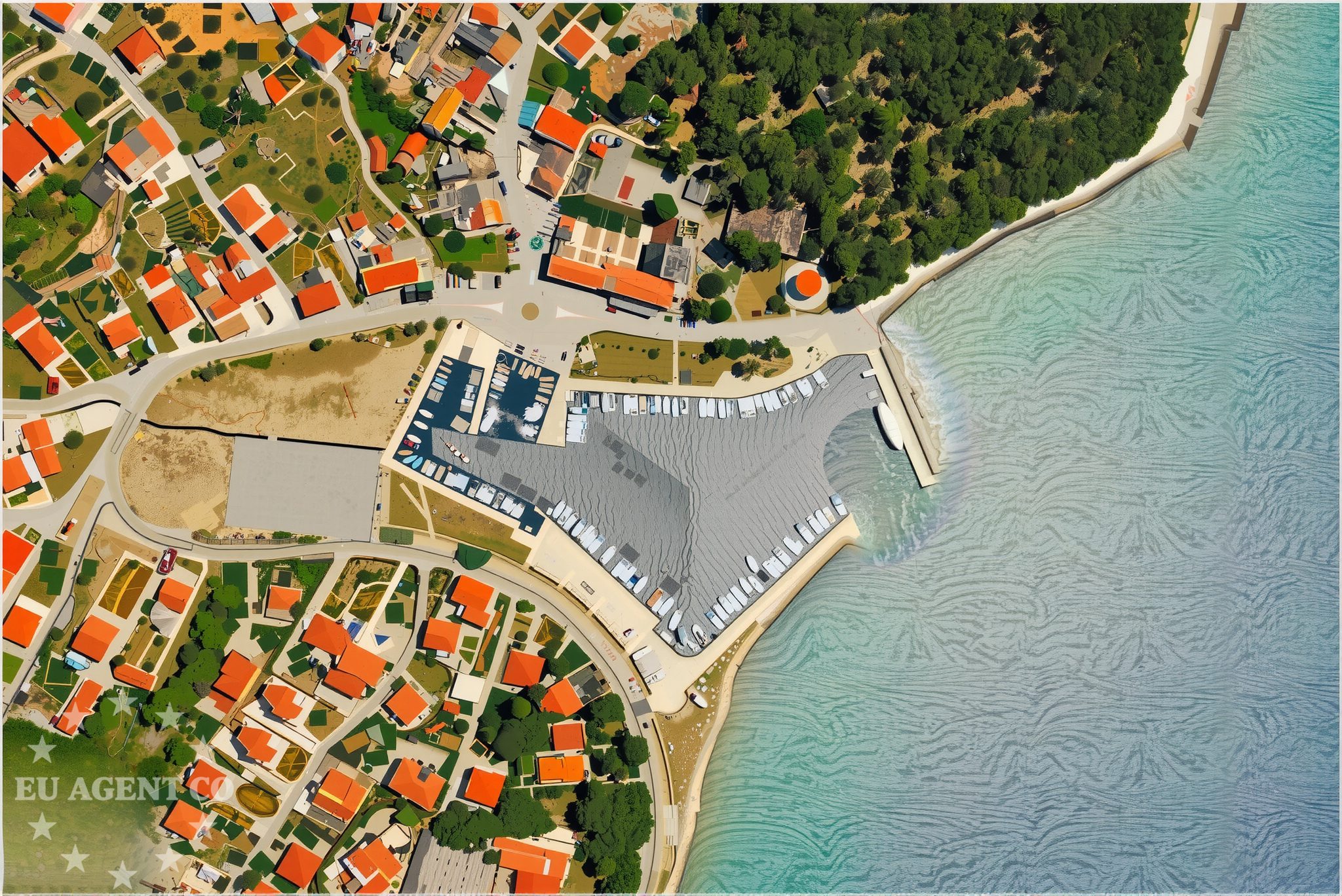 Zablace Harbour with moored yachts in Central Dalmatia