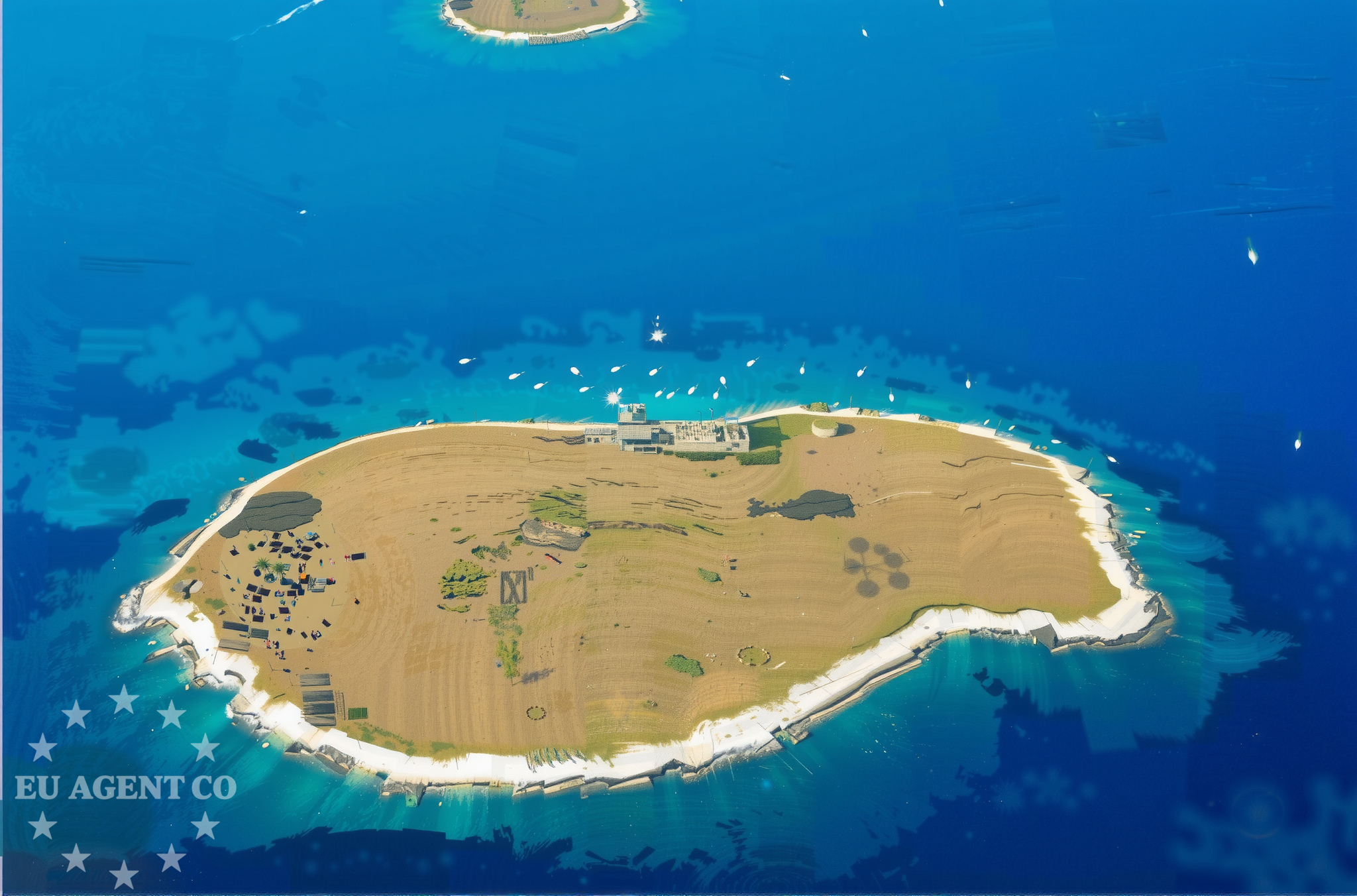 Buoy field on the island of Ceja, Istria and Kvarner, Croatia