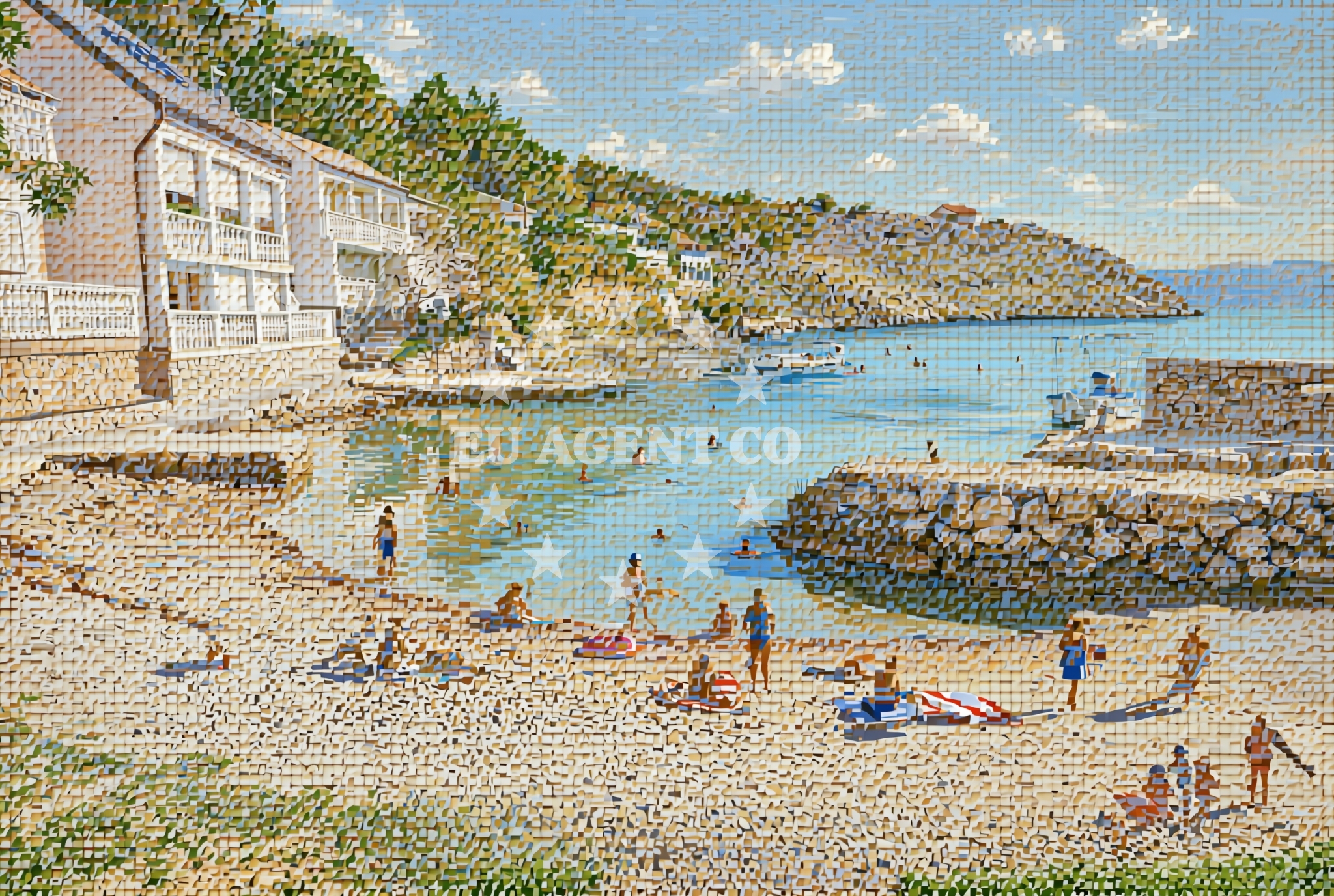 View of quay in Cesarica near the Adriatic coastline