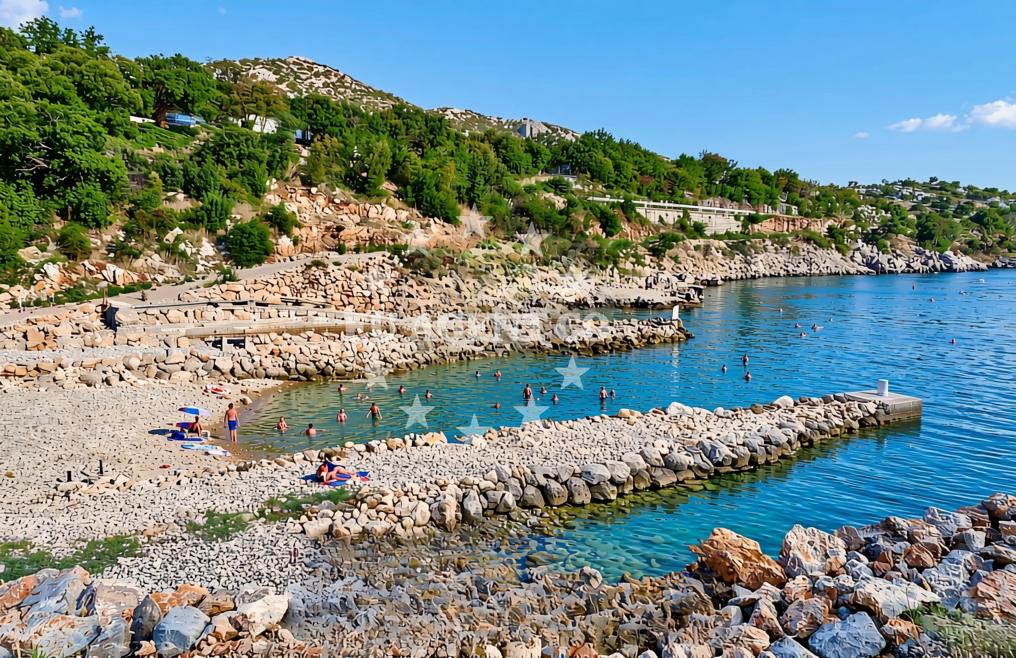Small vessel mooring at Cesarica quay