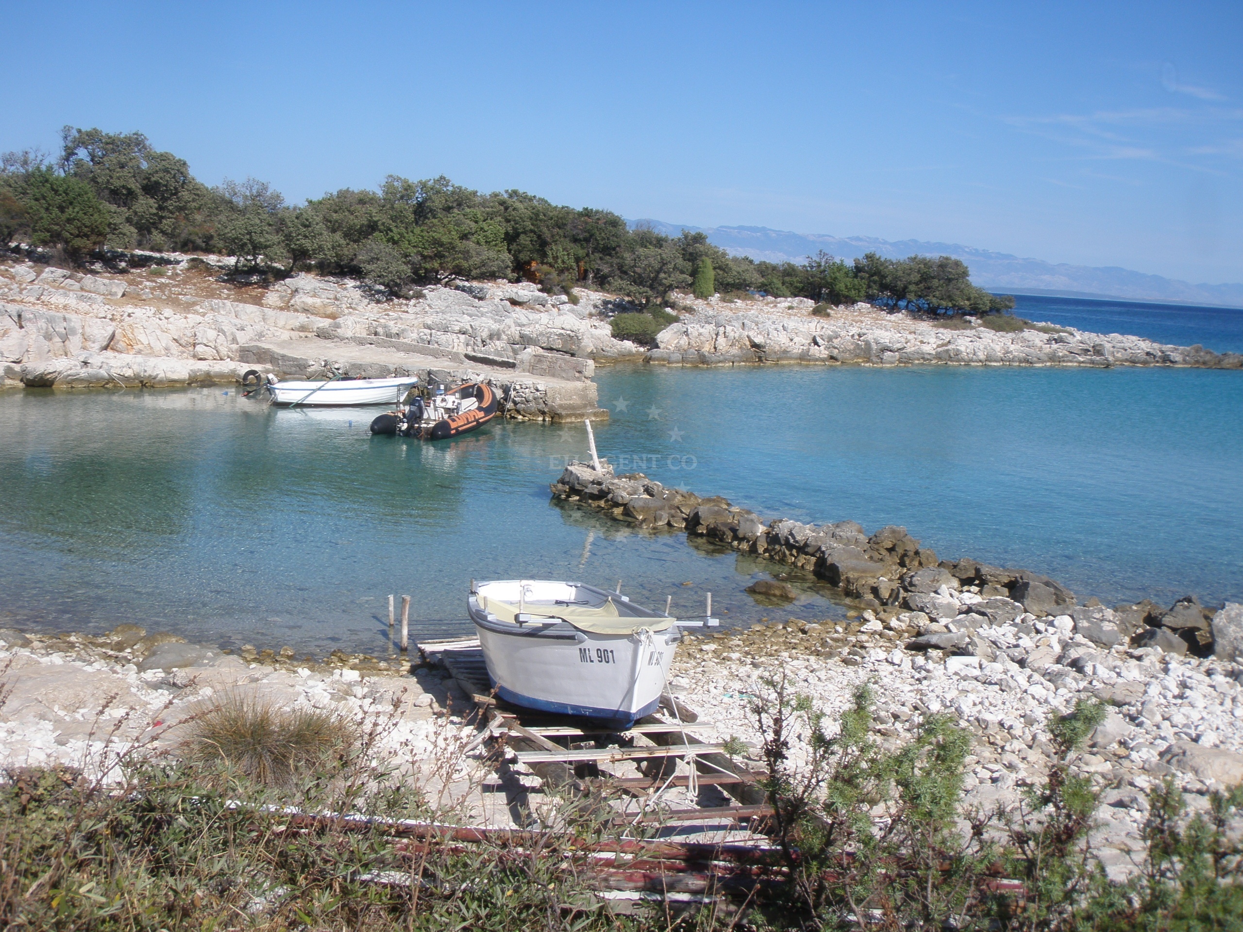 Cres Jetty mooring point with views of Meli Bay, Croatia