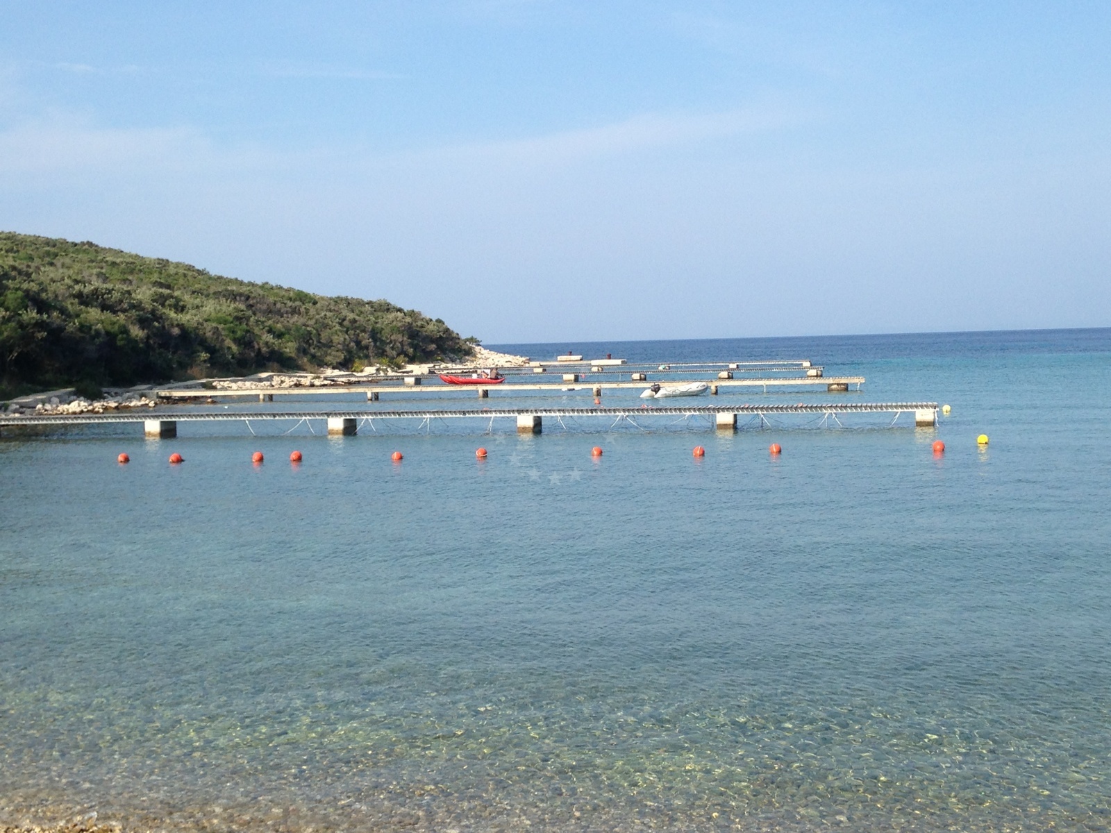 Martinscica Jetty on Cres Island, Croatia with mooring buoys and camping facilities