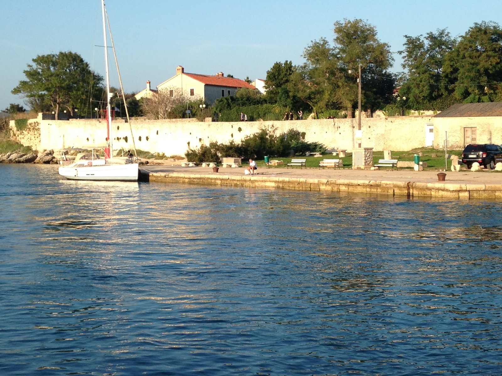 Osor Quay, Cres, Croatia: Nautical mooring point with depth markers