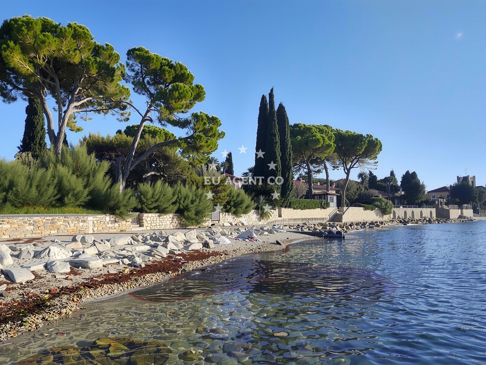 Nearby anchorage area with yachts at anchor off the Dalja coast