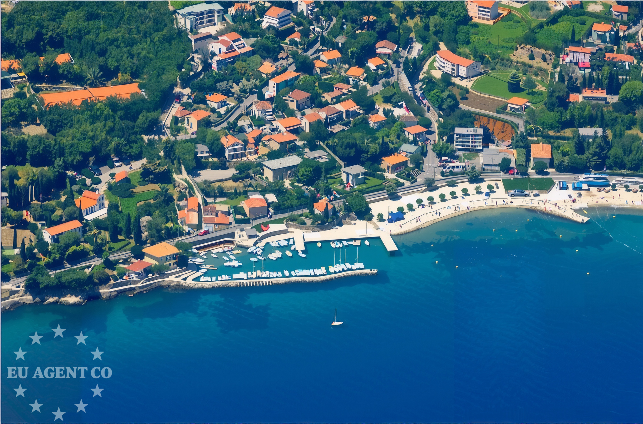 Adriatic buoy field with maritime traffic in the distance