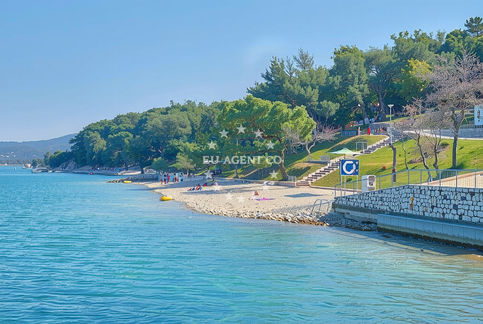 View of Kanegra Jetty from the Adriatic Sea, showing nearby beaches