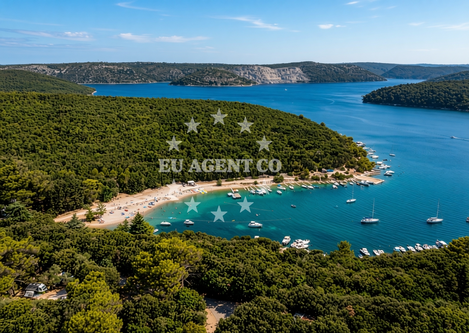 Sailboat moored at jetty in Koromacno, Croatia