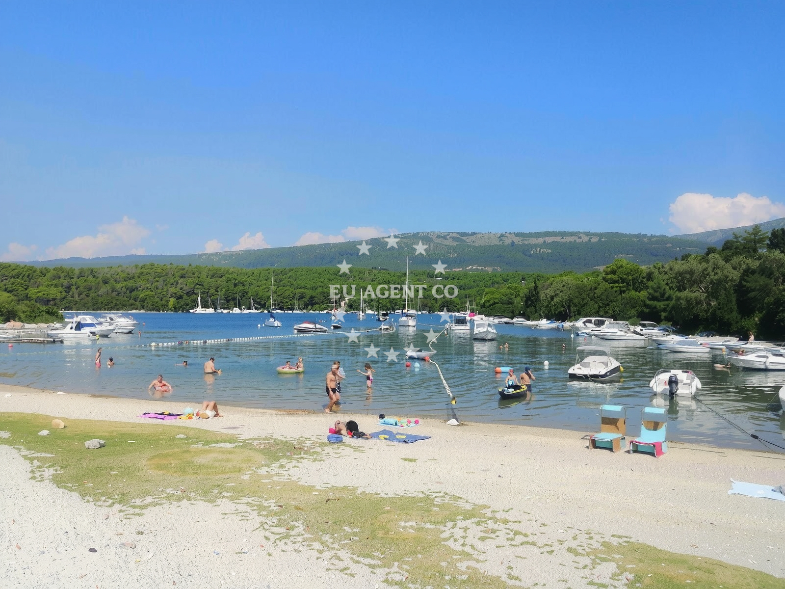 Koromacno Quay in Istria and Kvarner, Croatia with boats moored along the deep-water berth.
