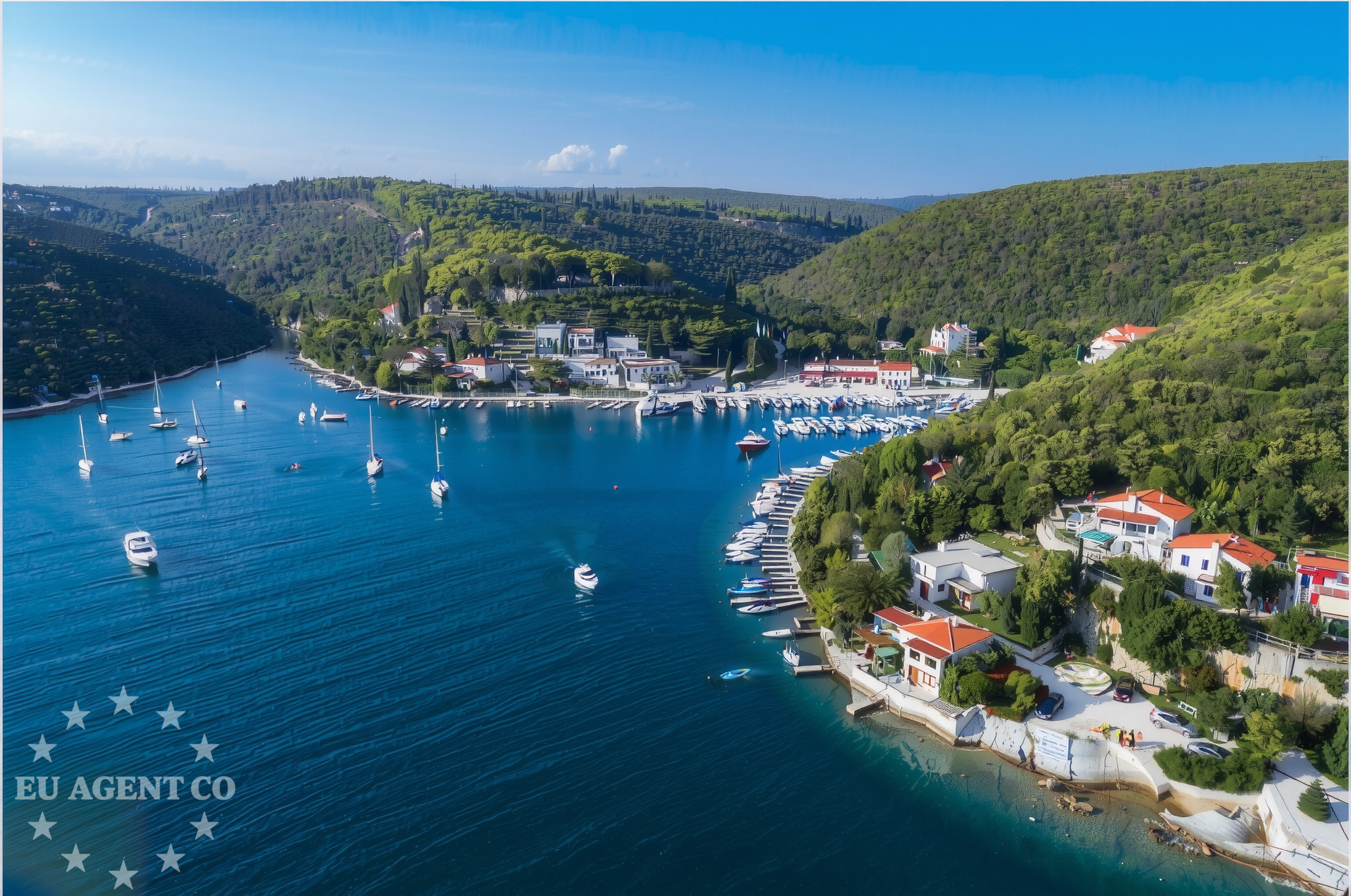 Boats mooring at Krnica Jetty, Croatia
