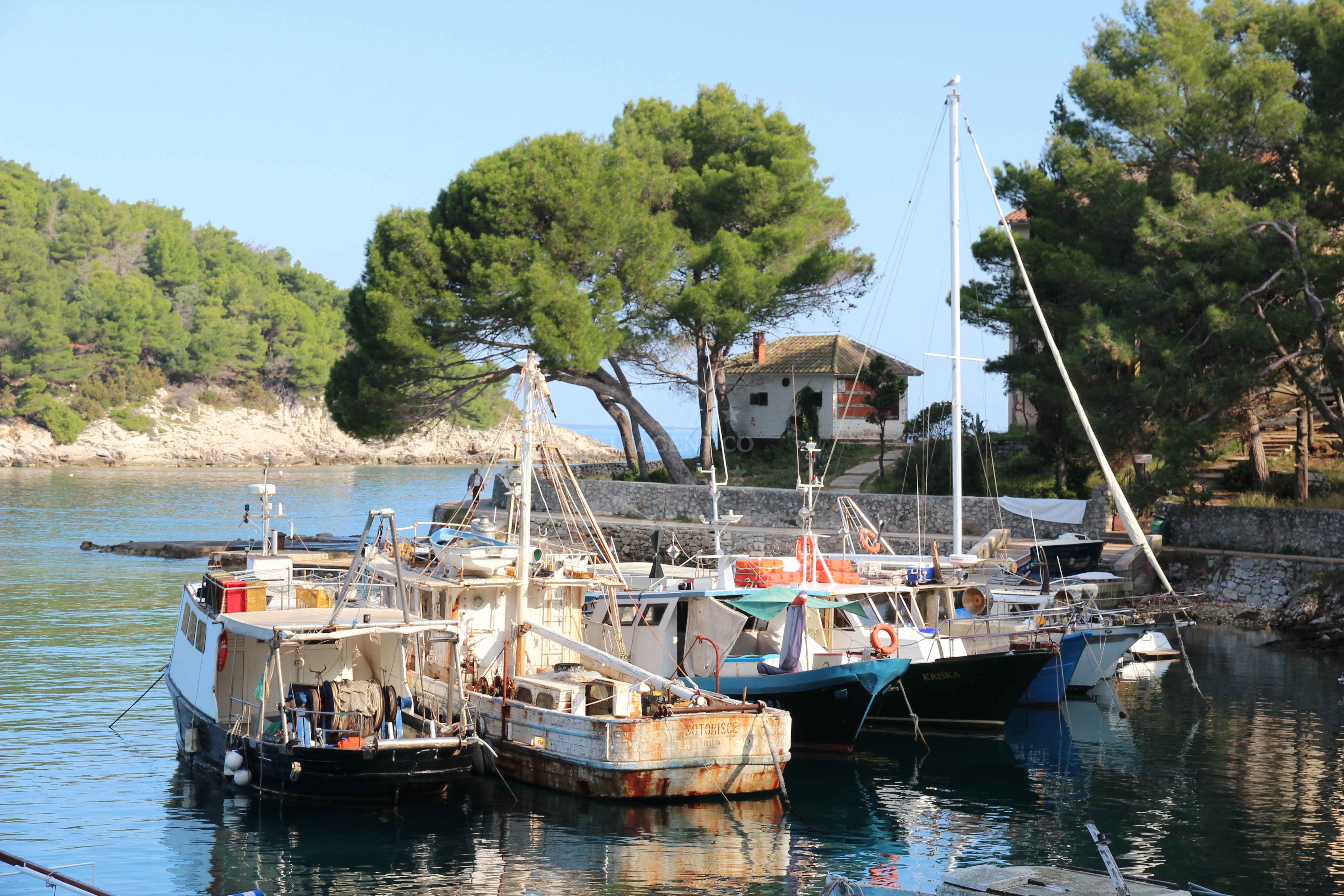 Jetty offering protection from Bura winds in the bay of Mali Lošinj