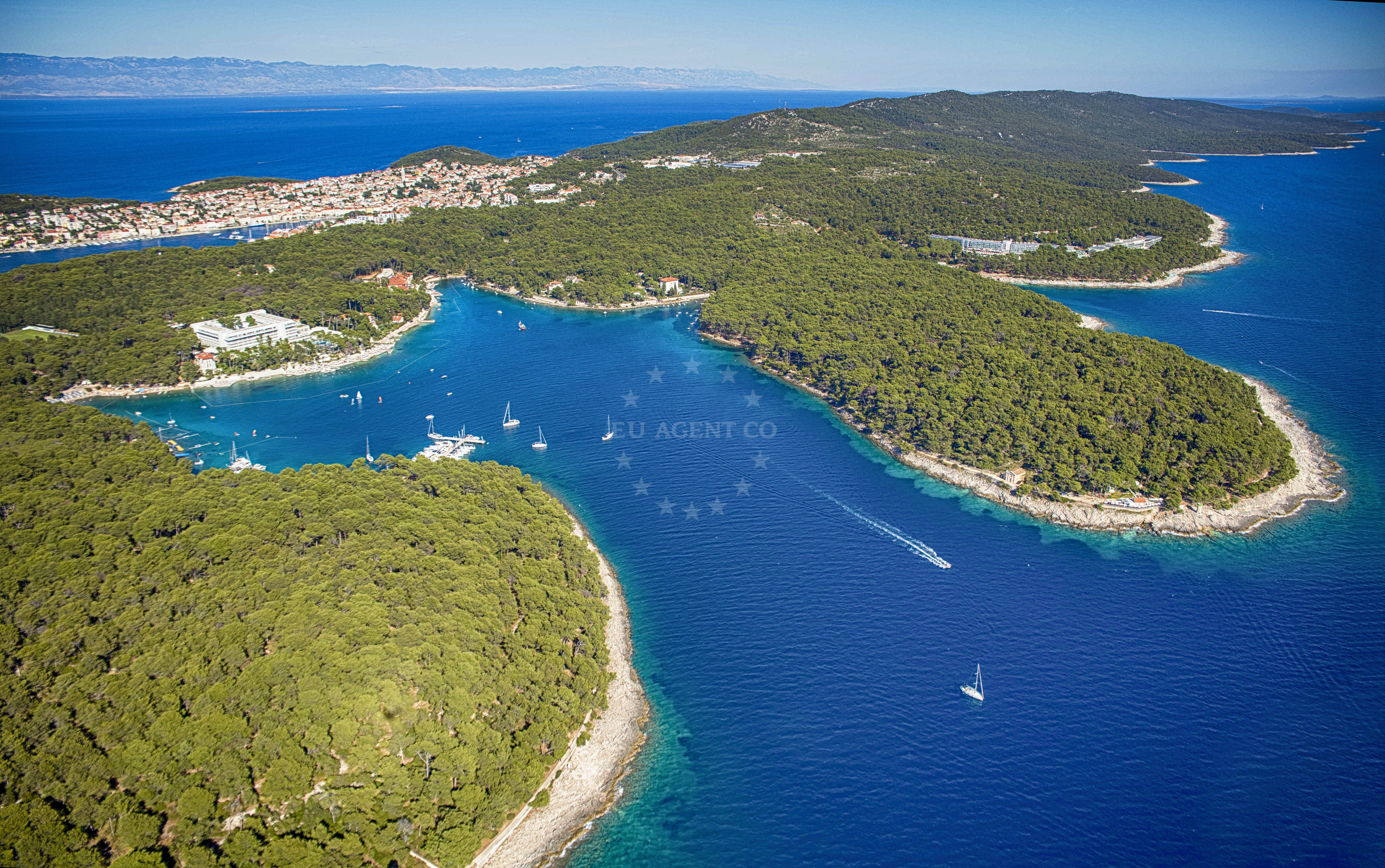 Marina Cikat jetty in Cikat Bay, Mali Losinj, Croatia