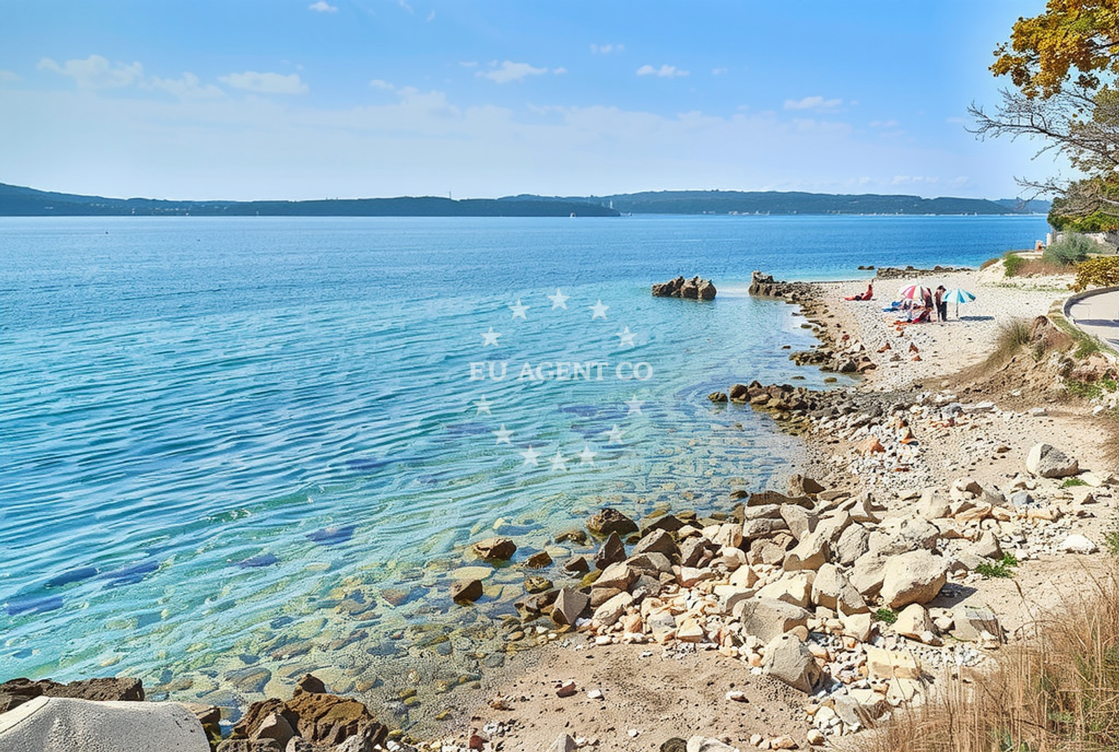Buoy field in Novi Vinodolski, Croatia, with the Kvarner Gulf in the background