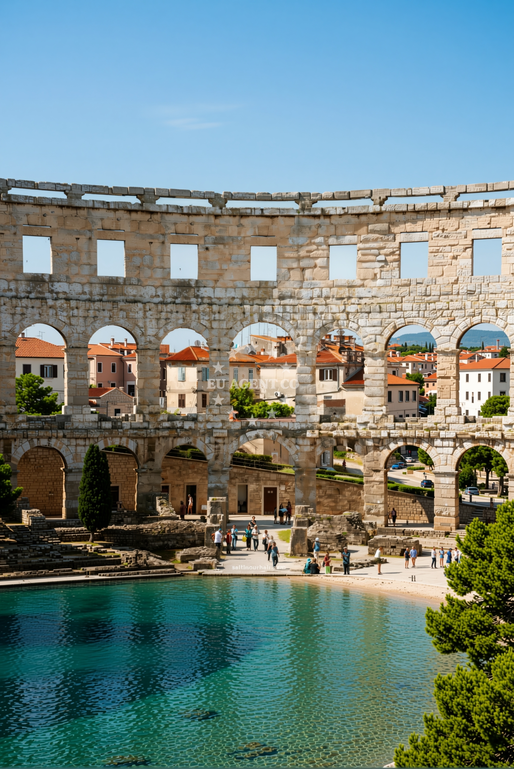 Pula coastline with nearby beaches and coves