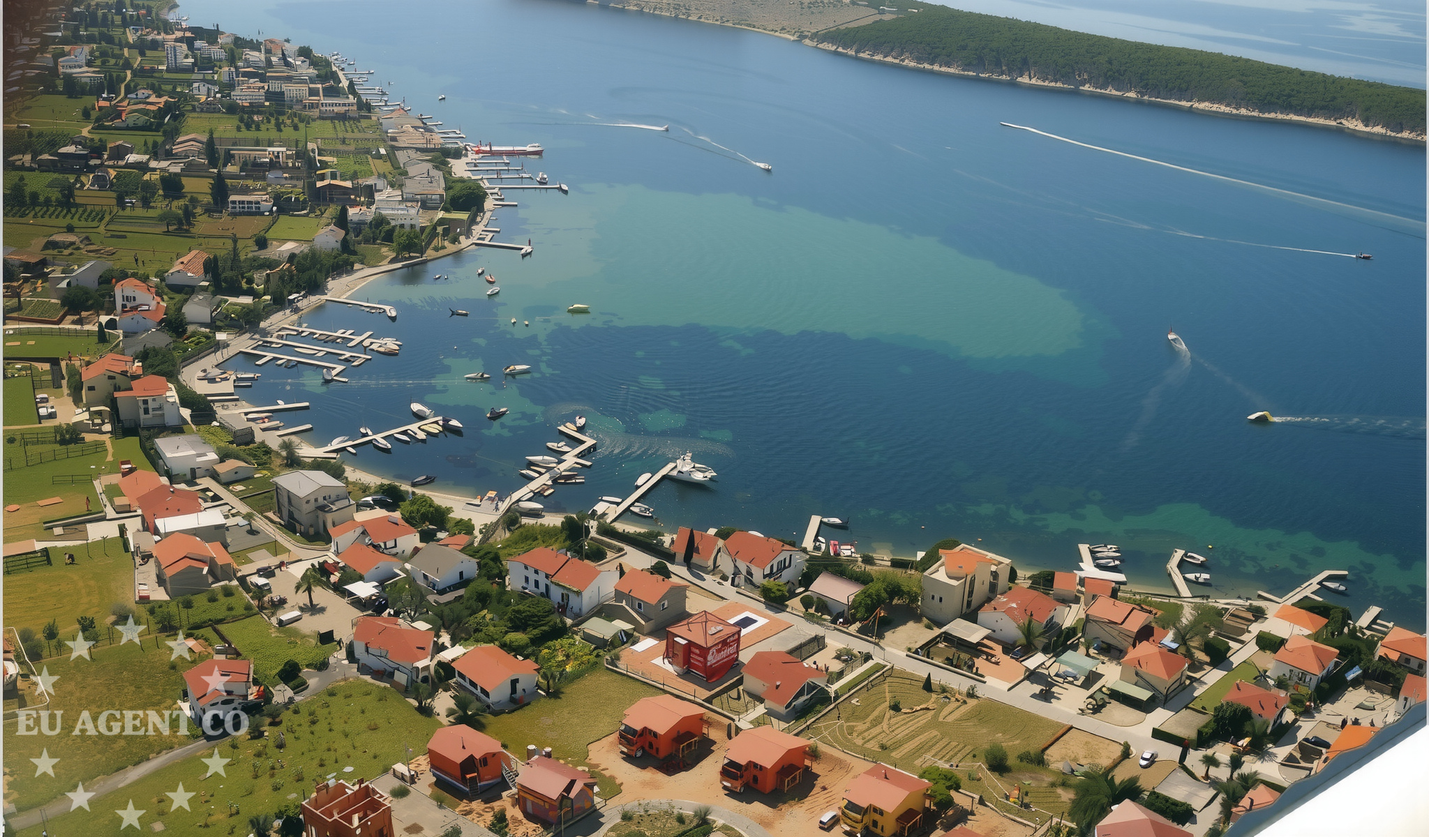 Coastal landscape of Barbat, Rab, with the Adriatic Sea in the background