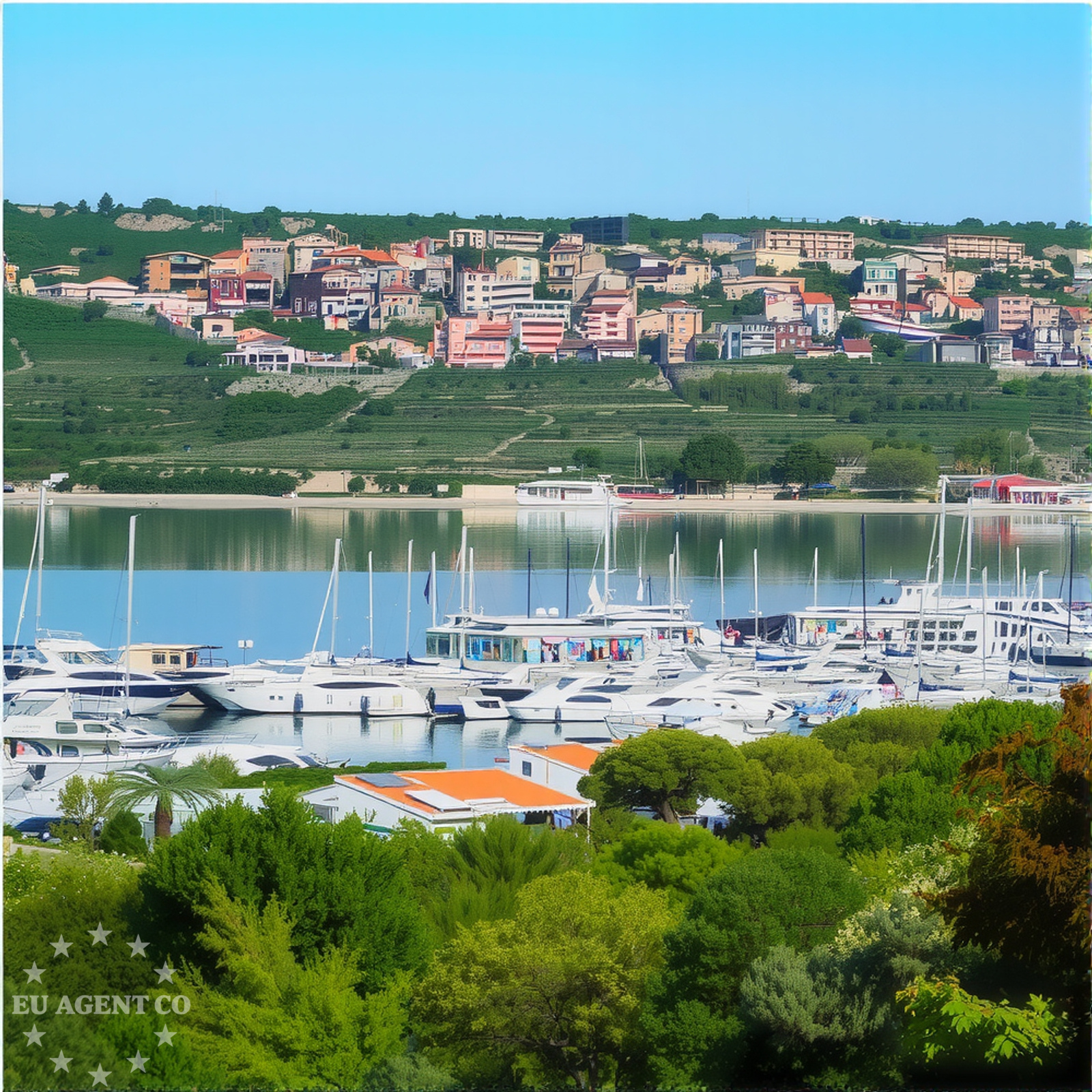 Barbat Jetty on the island of Rab, Croatia, with mooring lines and buoy berthing facilities
