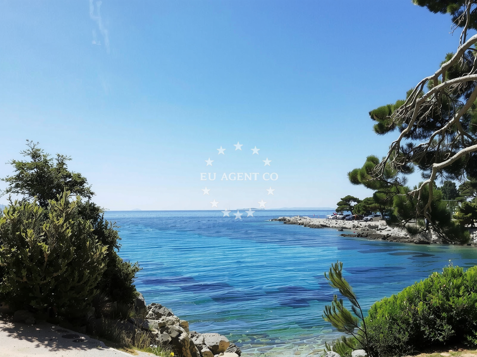 Buoy field in Suha Punta, Rab, Croatia with boats moored at stern-lines