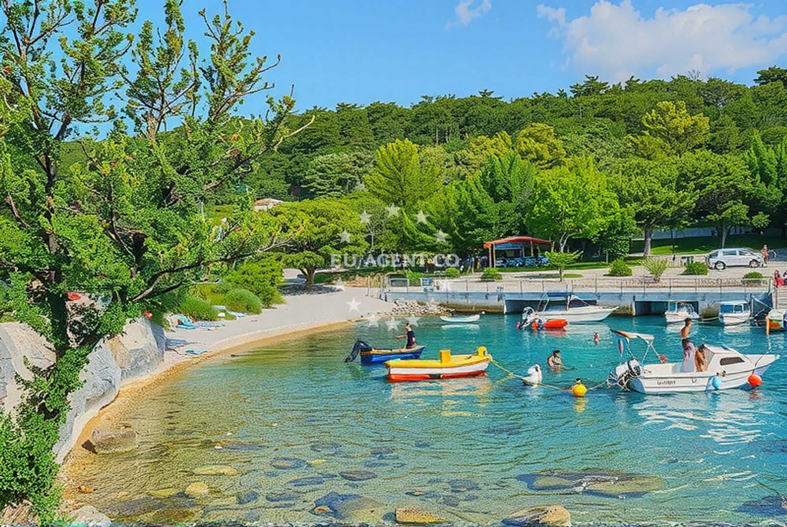 Buoy field in Selce, Croatia, with Adriatic Sea in the background