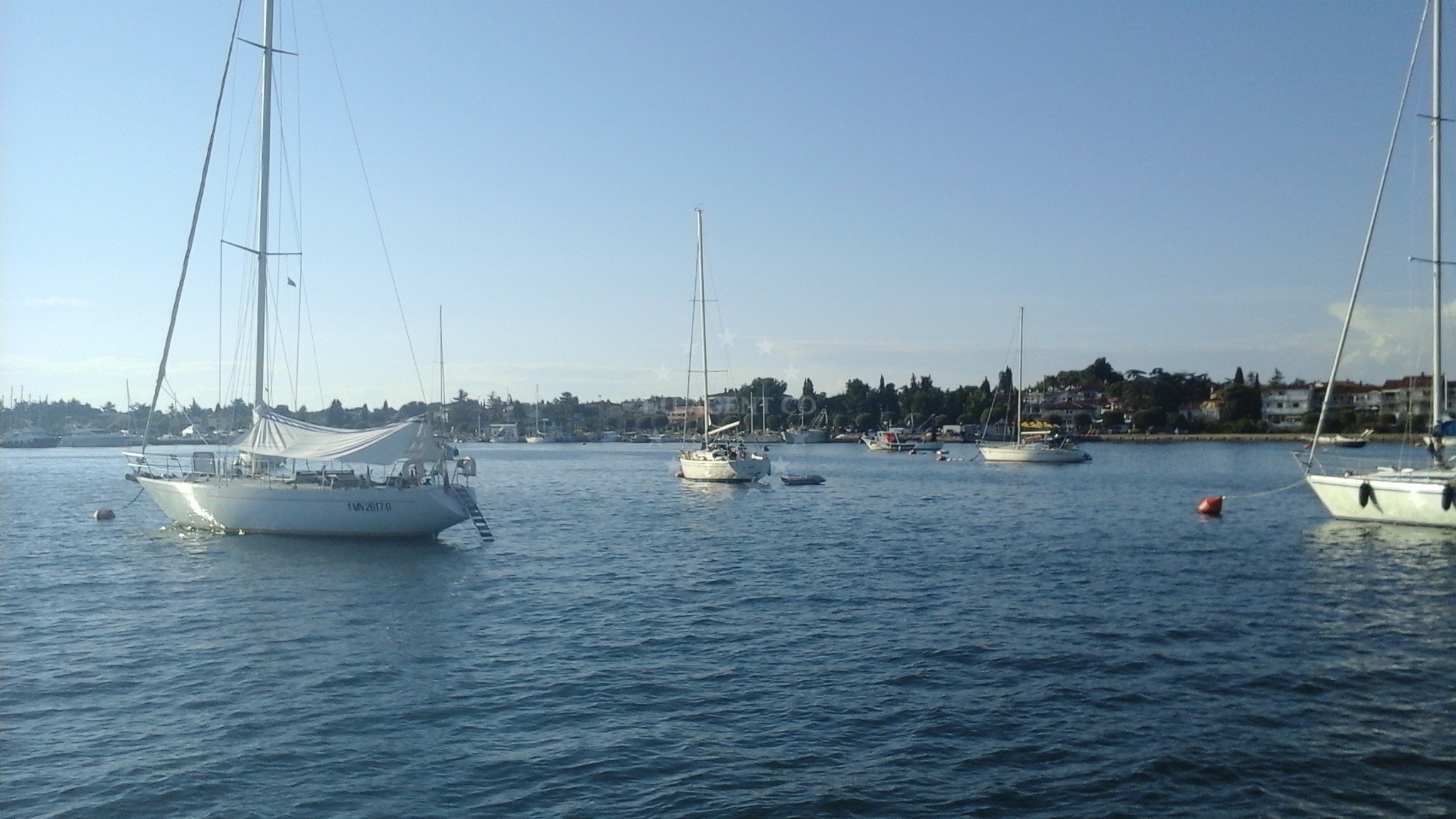 Buoy field in Umag, Istria and Kvarner, Croatia with Adriatic Sea in the background