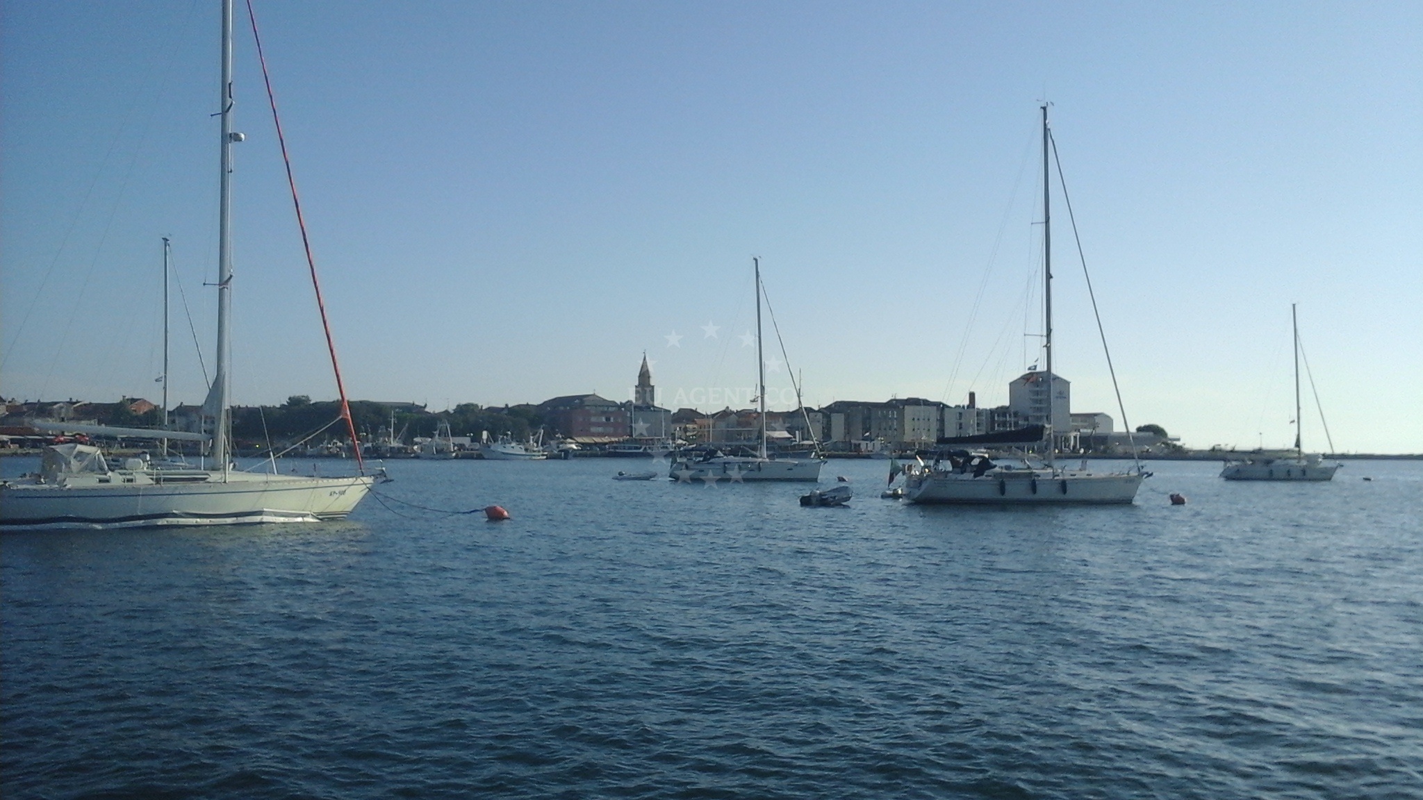 Nautical view of buoy field near ACI Marina Umag, Croatia