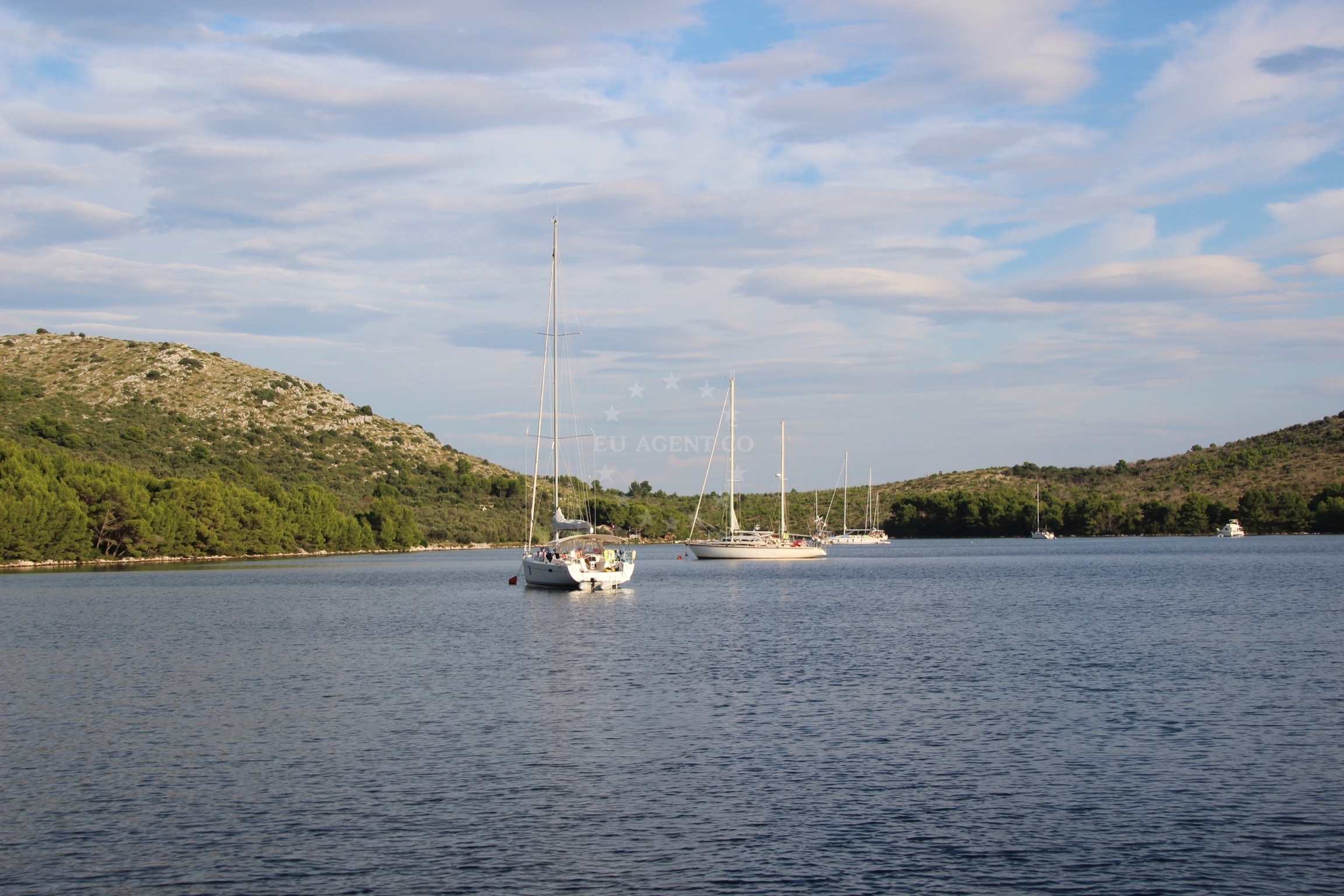 Navigational buoy markers near Magrovica Bay on Dugi Otok