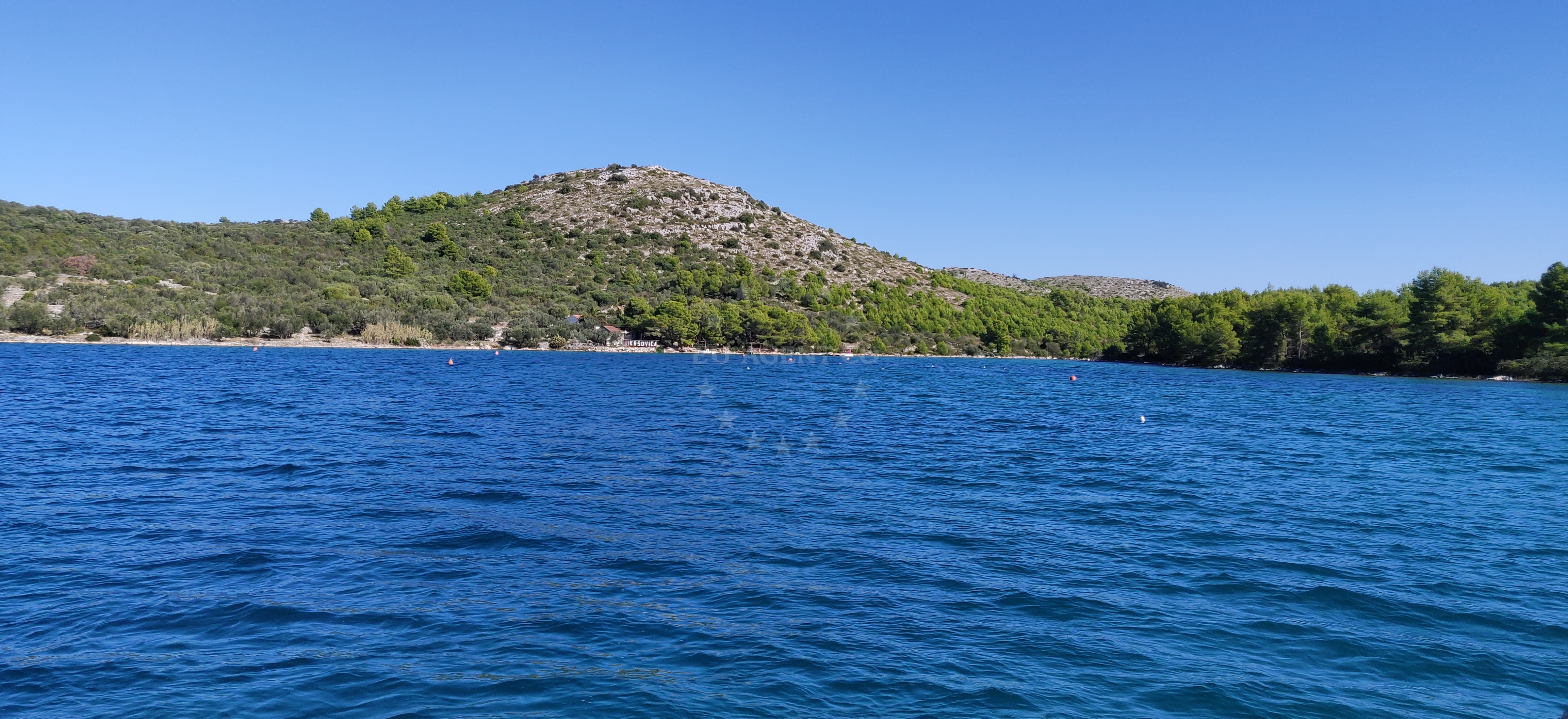 Mooring buoy field on Dugi Otok, North Dalmatia, with coastal views