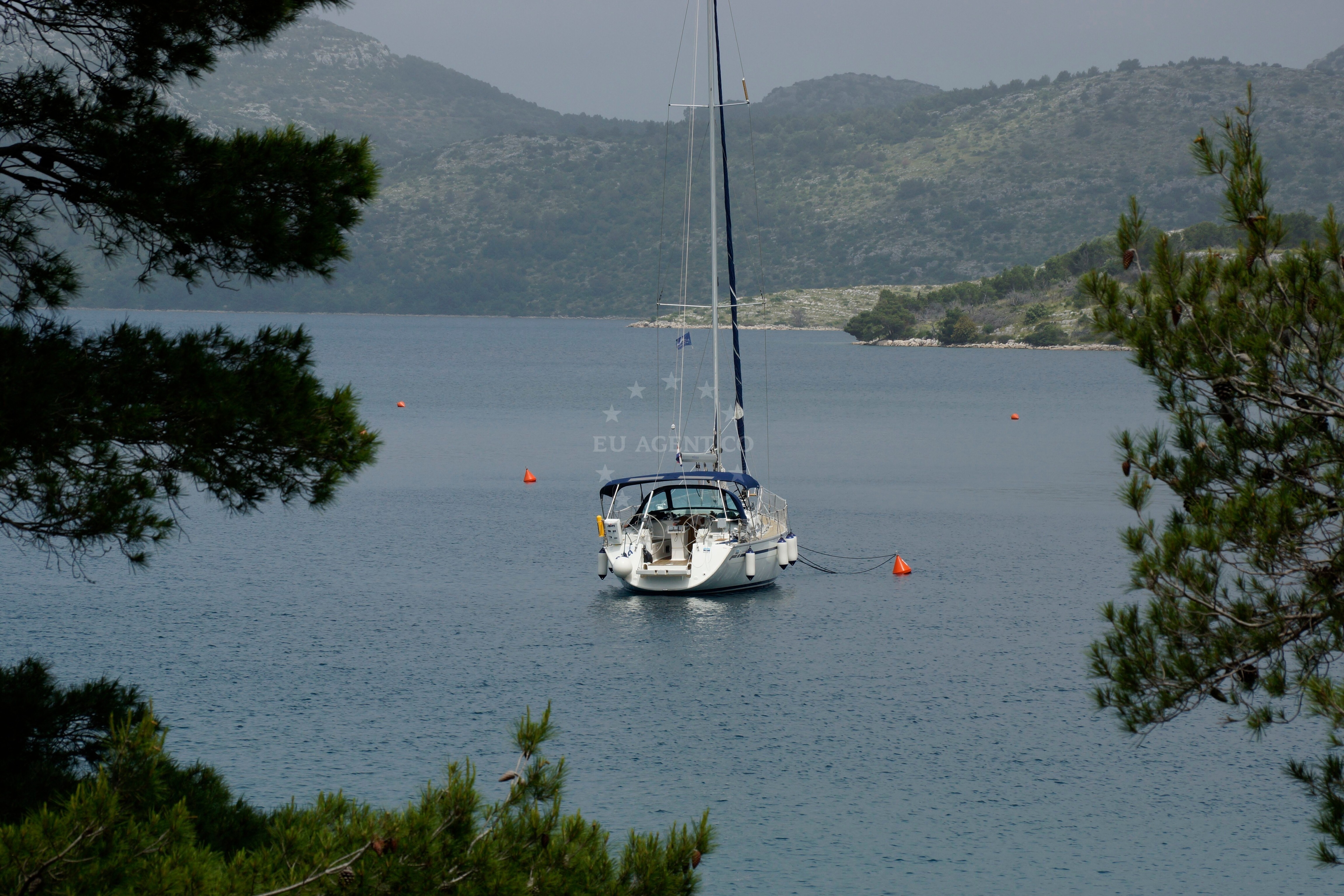 Nautical view of buoy field near Magrovica Anchorage on Dugi Otok