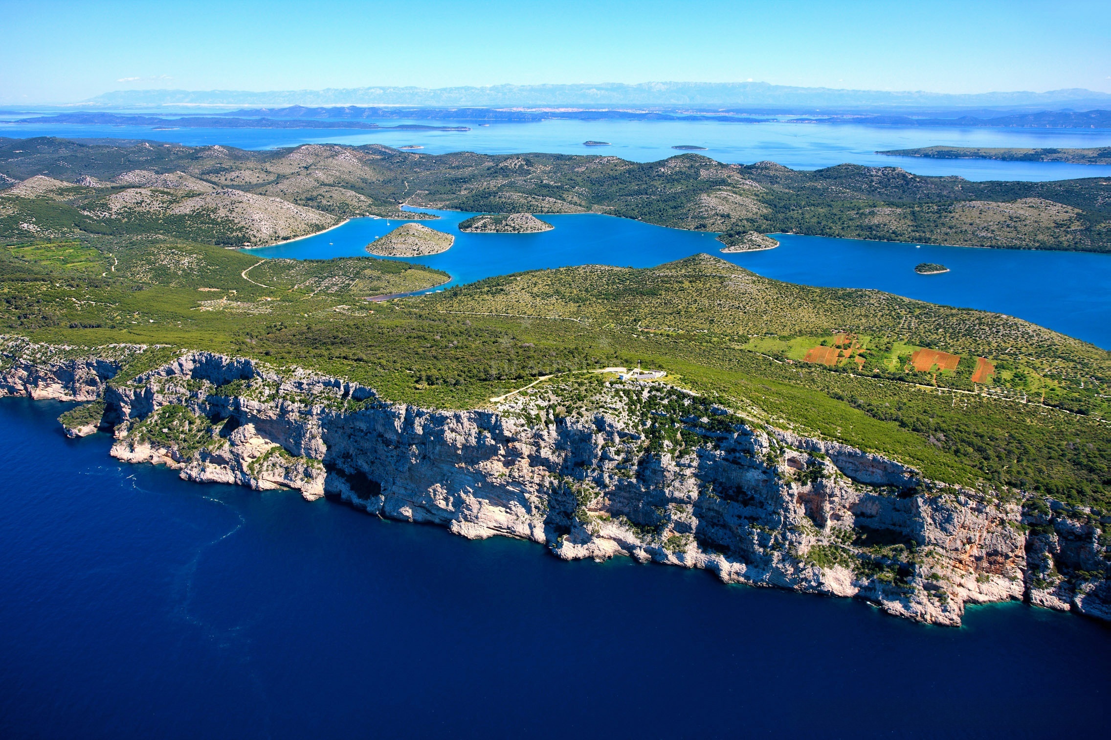 Buoy field on Dugi Otok, North Dalmatia, with nearby Magrovica anchorage and Telašćica Bay in the distance