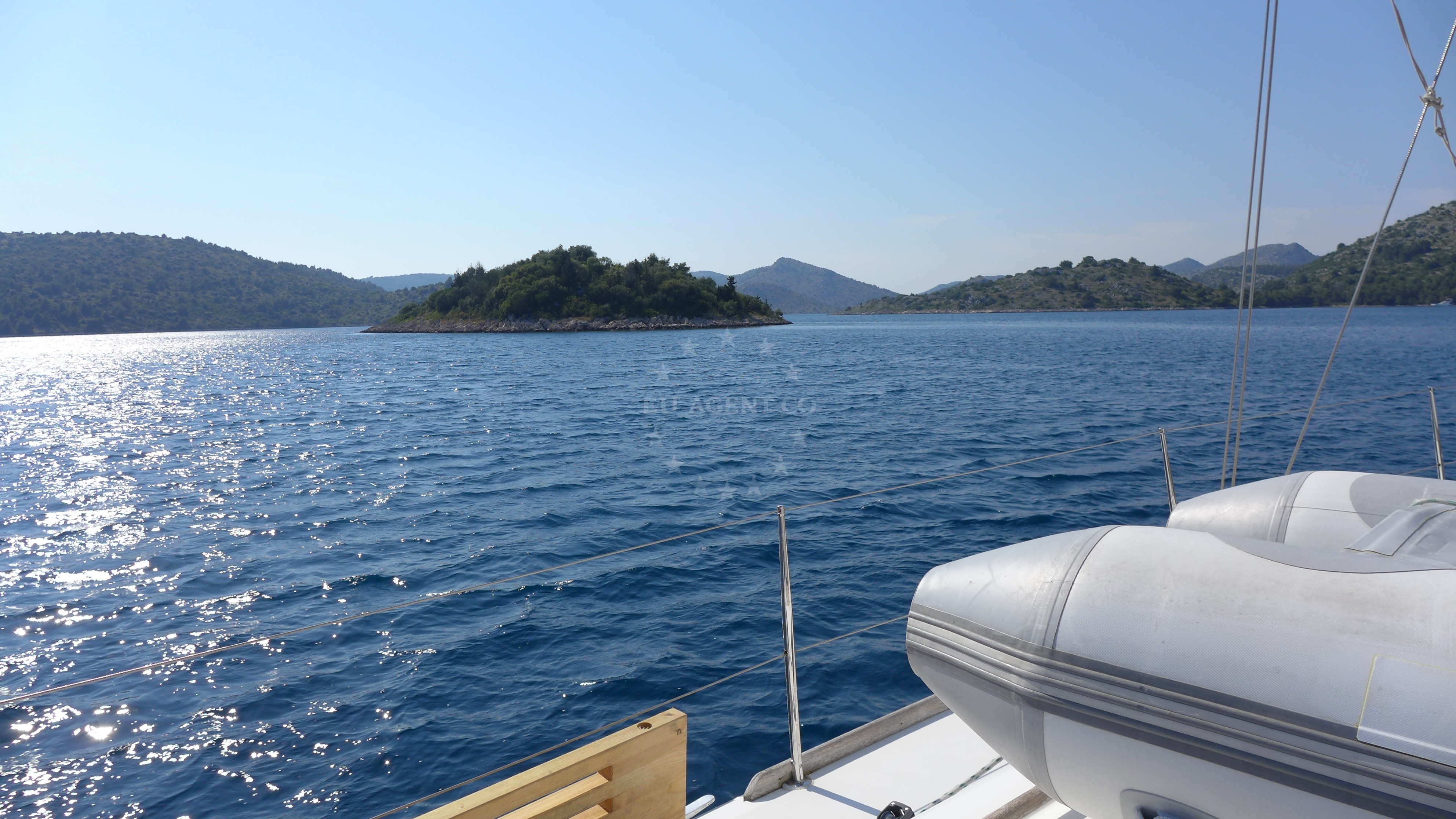 Buoy field on Dugi Otok's northern coastline with clear visibility for navigation