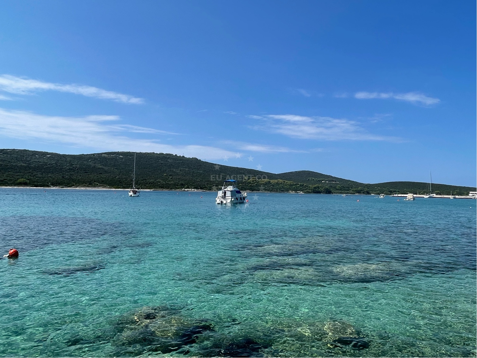 Nautical buoy field near Ist Harbour, Croatia