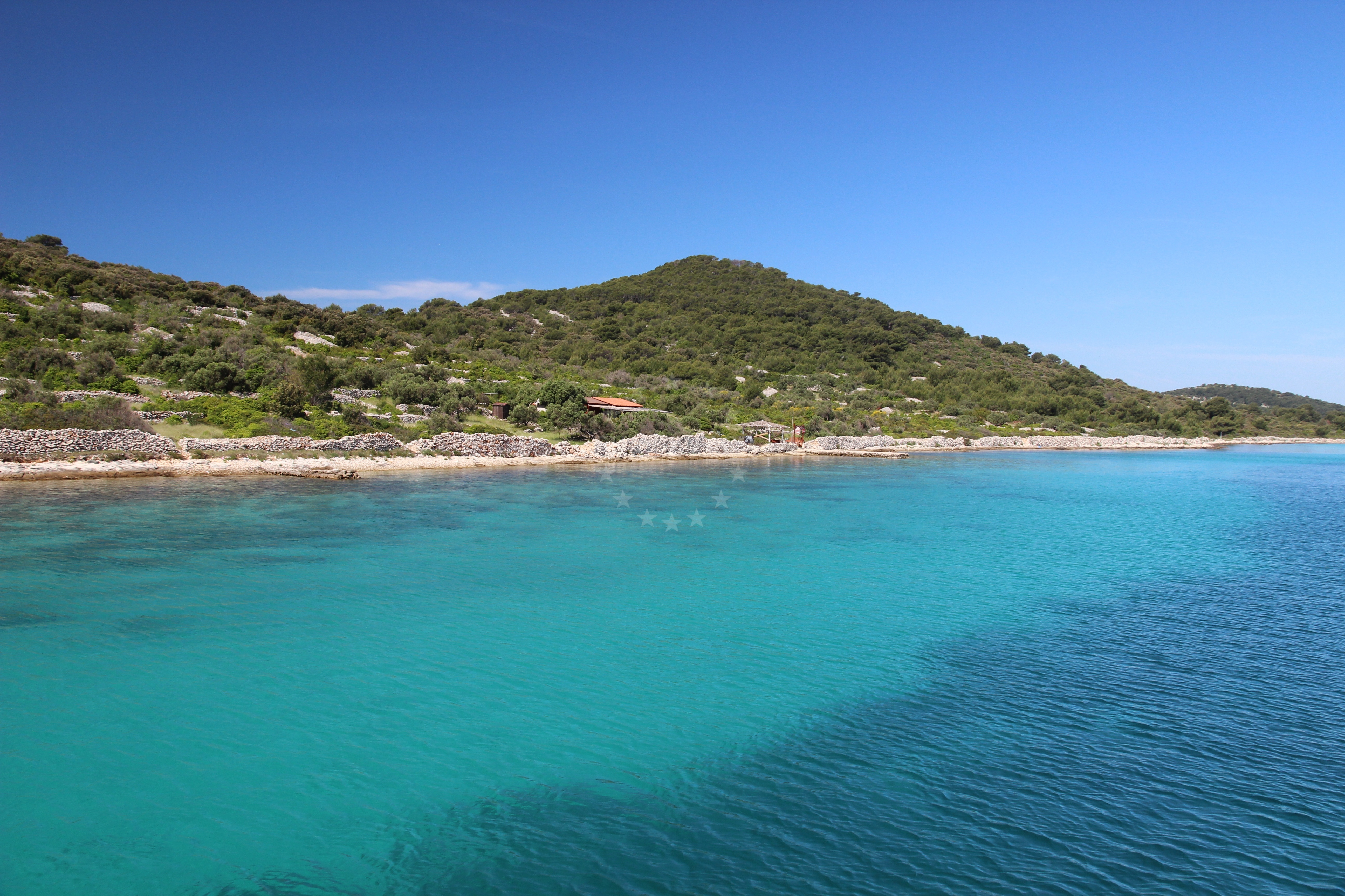 Buoy field on Kakan Island, North Dalmatia, Croatia