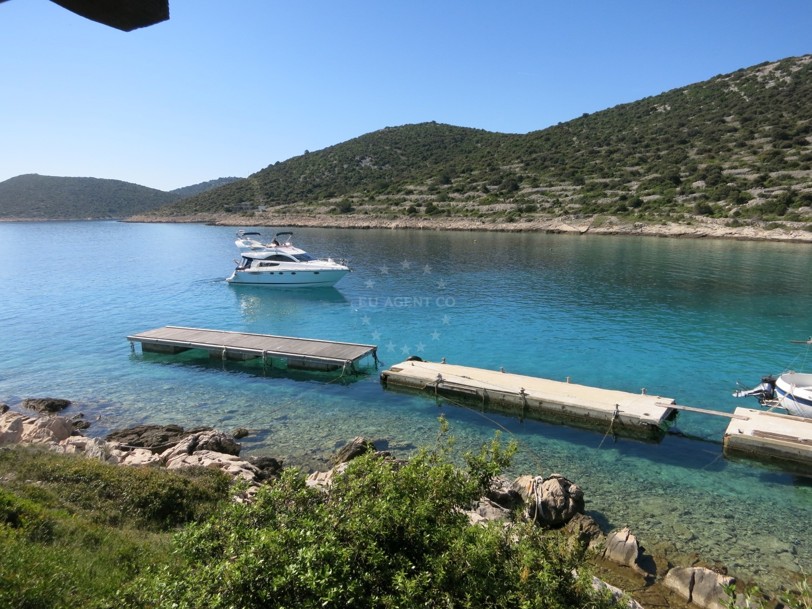 Buoy field near Konoba Kunjka restaurant on Kaprije Island, North Dalmatia, Croatia