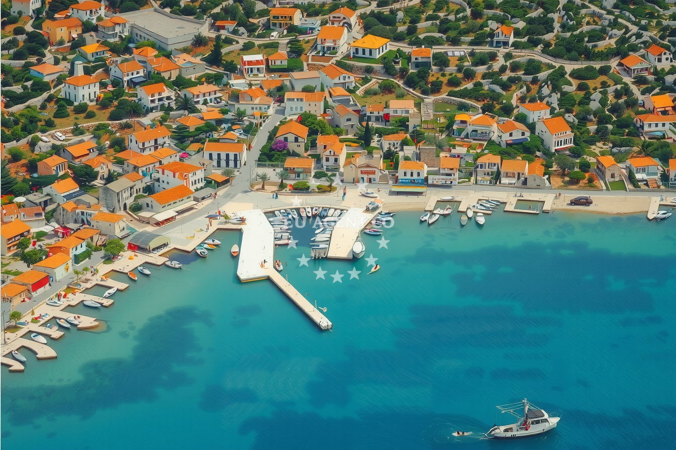 Konoba Kunjka restaurant with view of Kaprije Island and Adriatic Sea