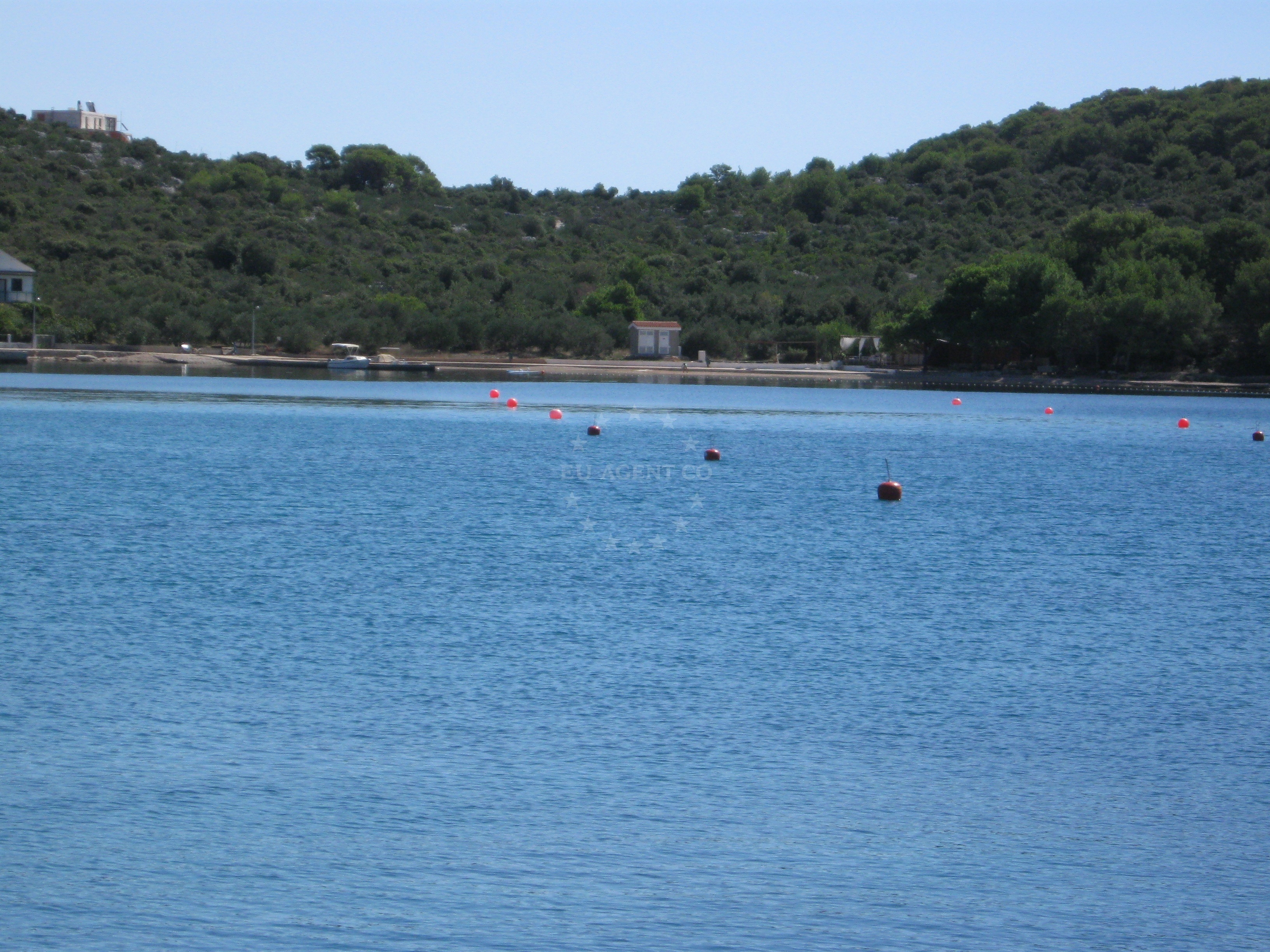 Buoy field in Kaprije, North Dalmatia, Croatia with mooring buoys