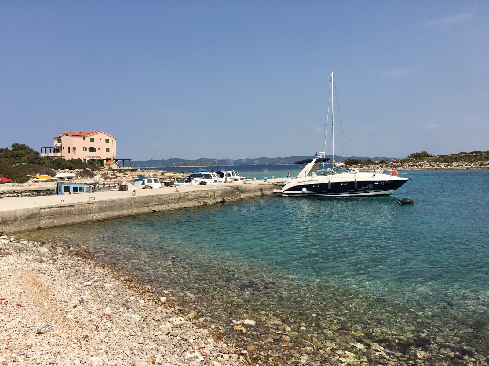 Konoba Antonio buoy field with mooring buoys in the Adriatic Sea near Kaprije Island