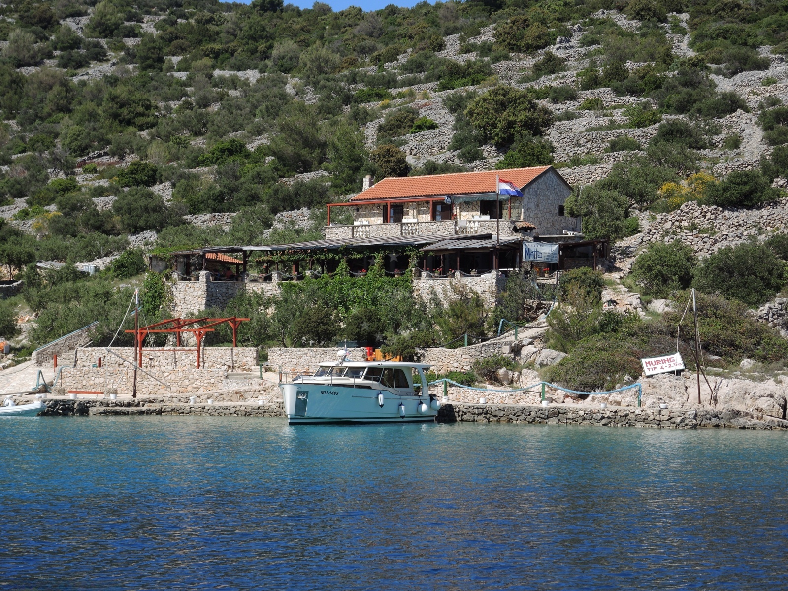 View of the Capri restaurant terrace overlooking the bay