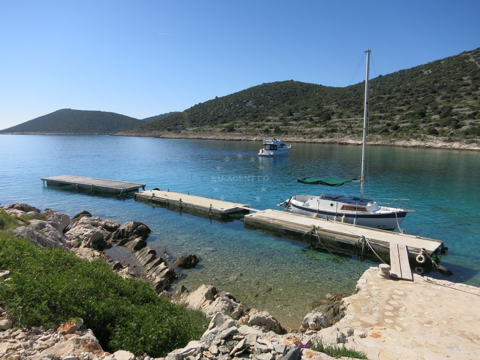 View of Konoba Kunjka restaurant from the jetty, Kaprije Island