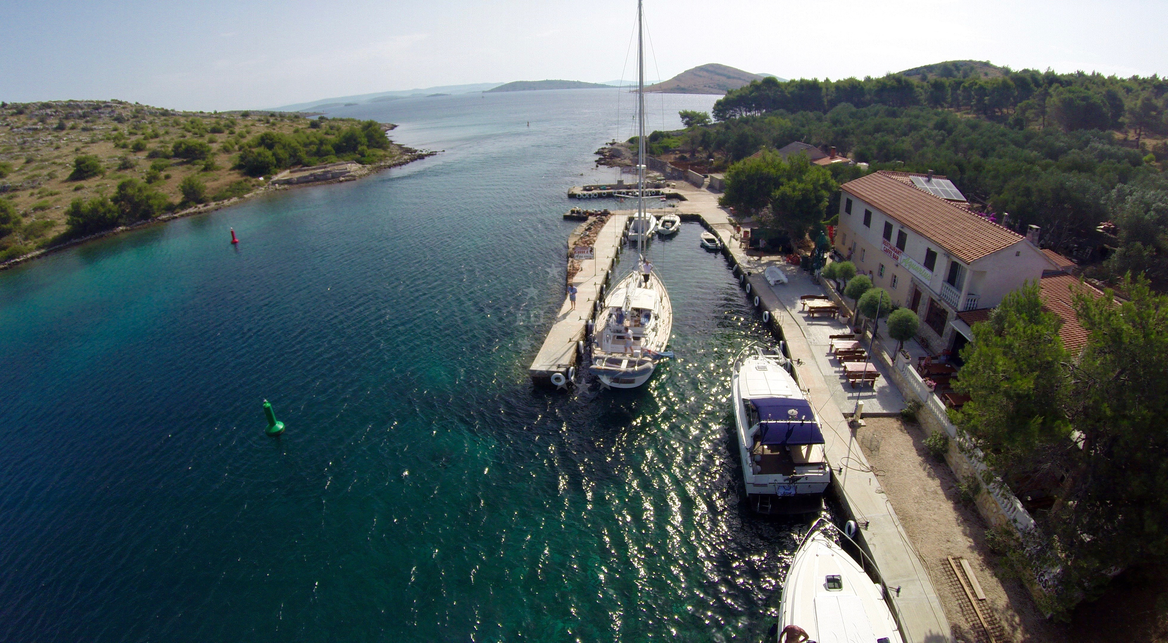 Restaurant Aquarius Pier jetty in Katina, North Dalmatia, Croatia