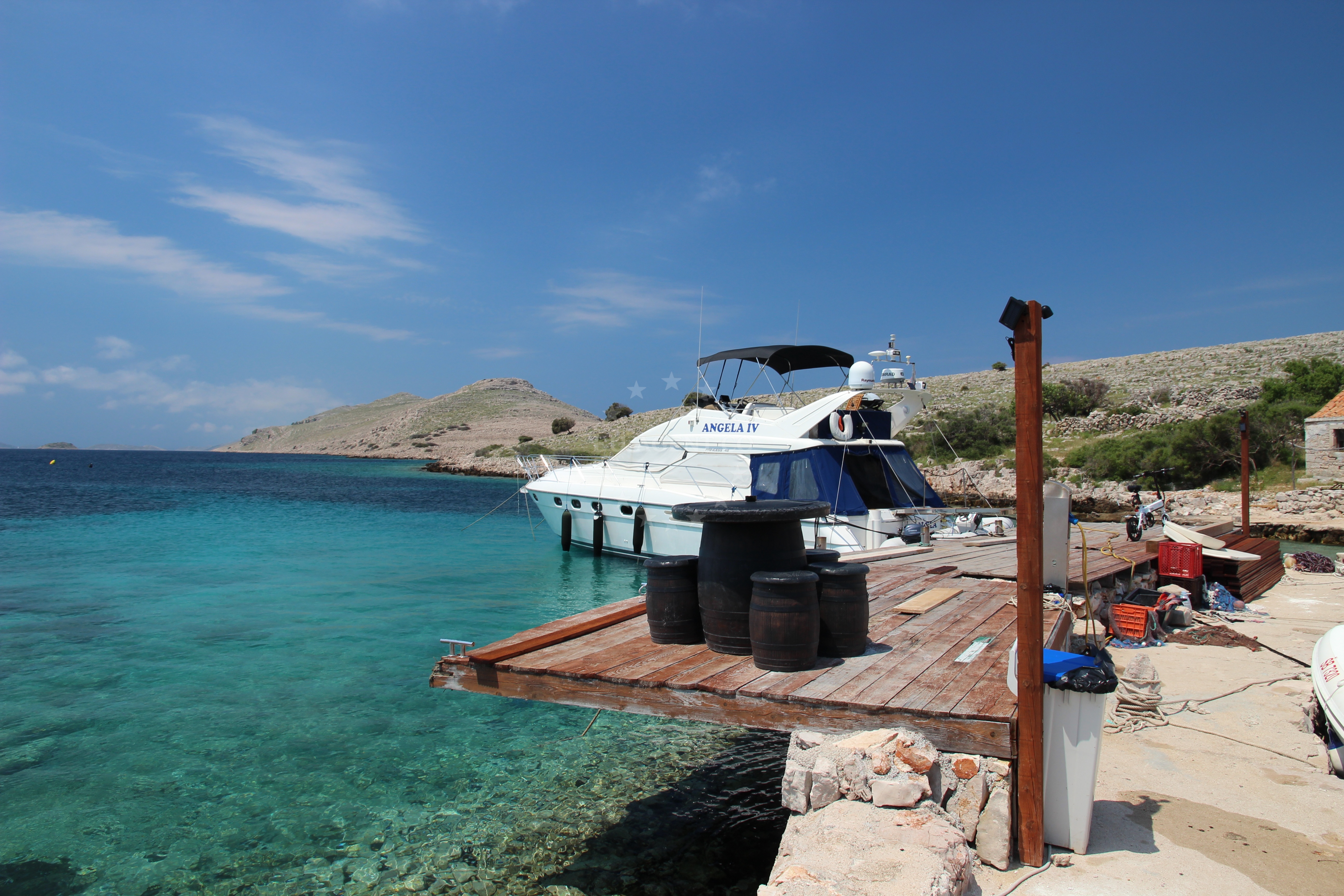 Yacht berthing at Konoba Koromacna Pier, Kornat Island