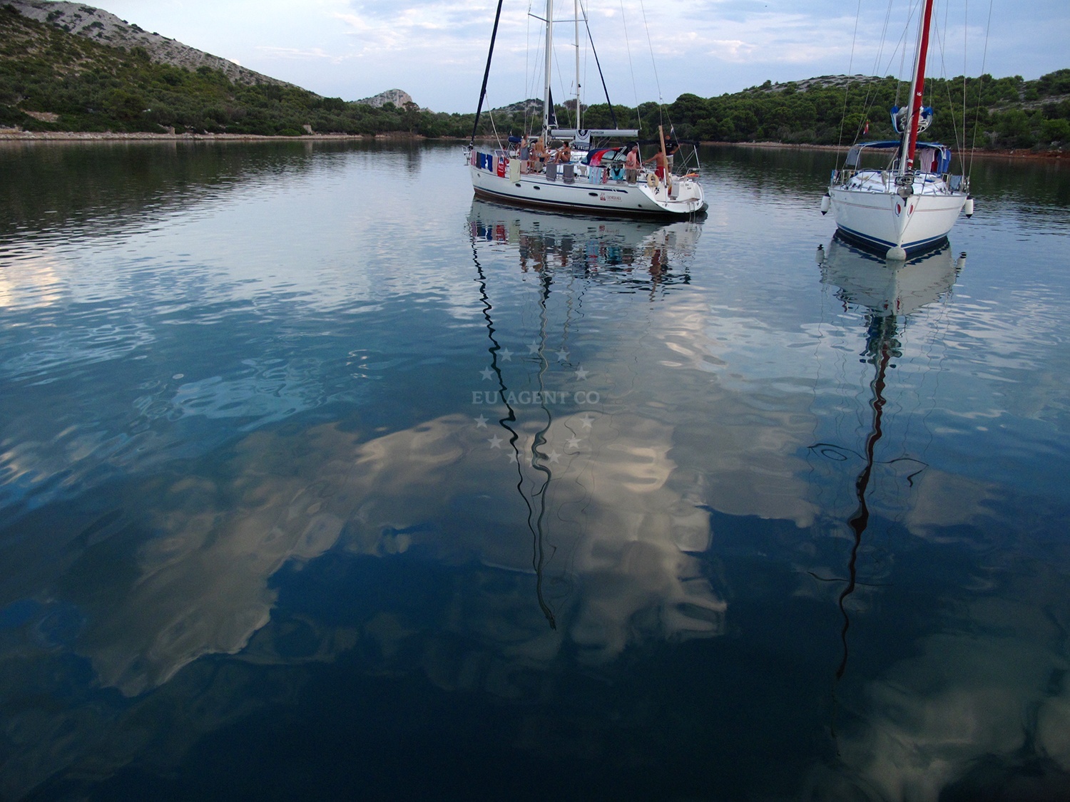 View of Lavsa Island with Konoba Larus Buoy Field in the foreground