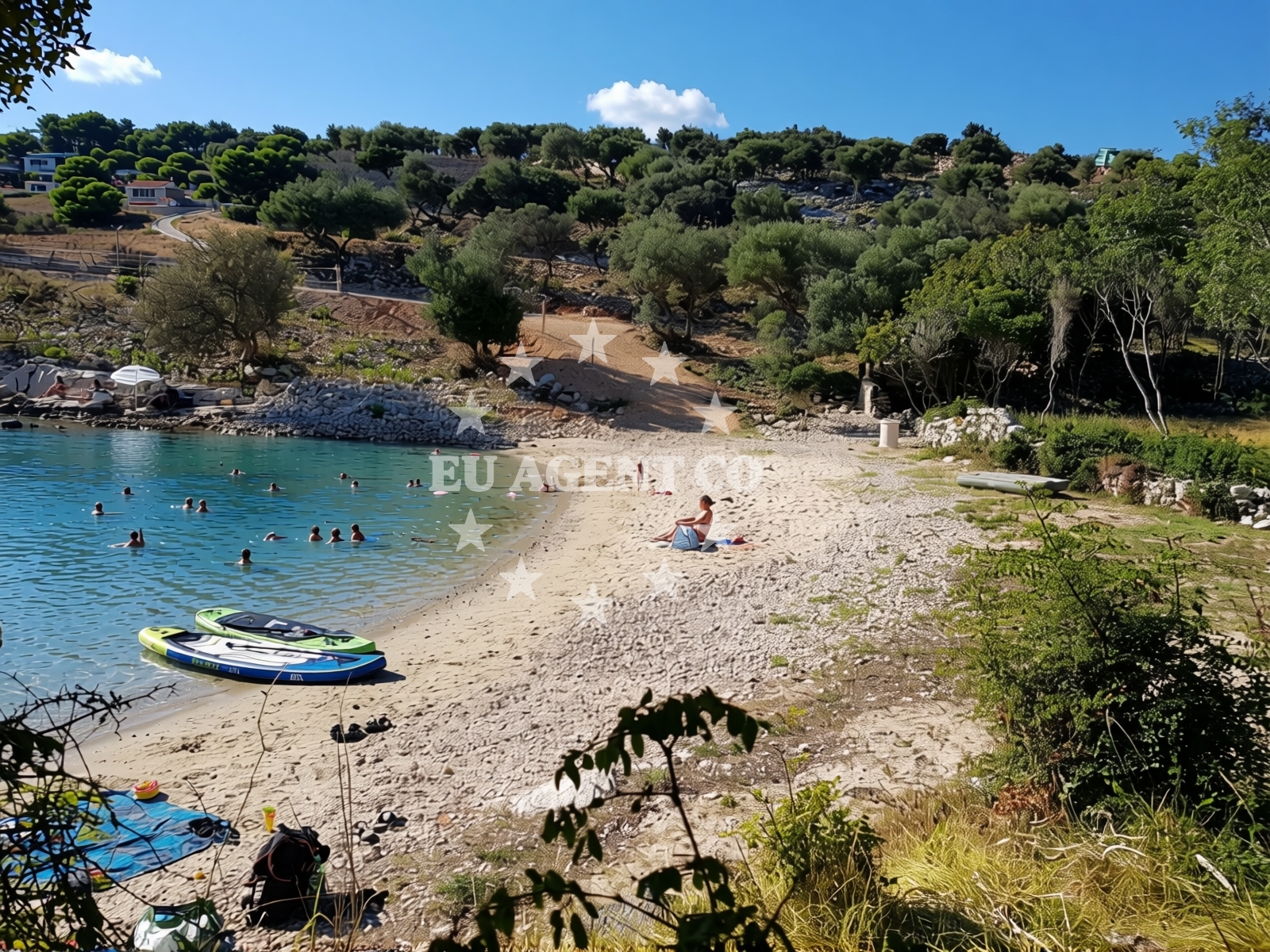 Navigational view of the jetty in Gromace, Pag, Croatia with nearby anchorages.