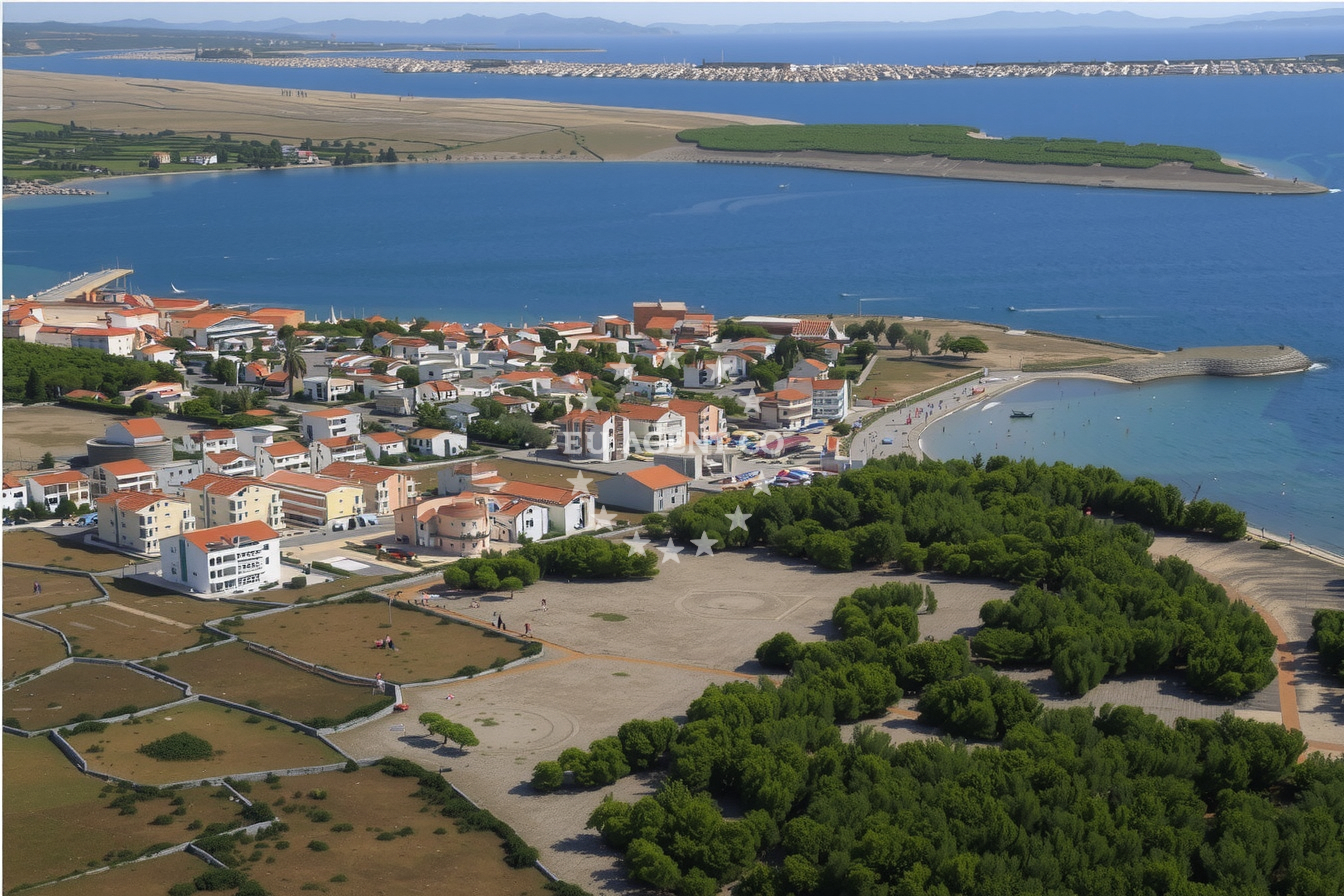 Nautical view of Pag’s coastline from the Povljana buoy field