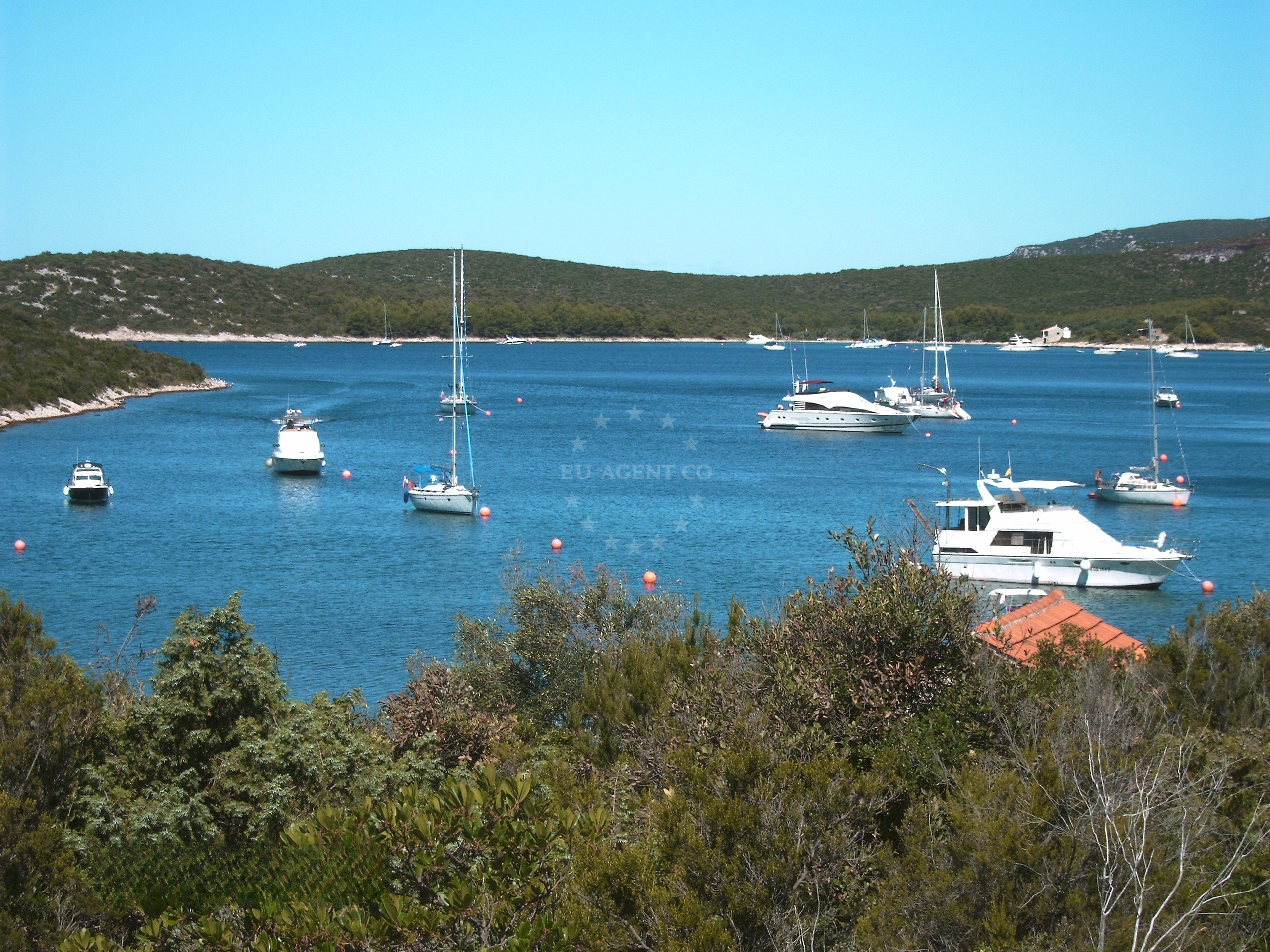 Buoy field near Soline Bay on Pasman Island, North Dalmatia, Croatia