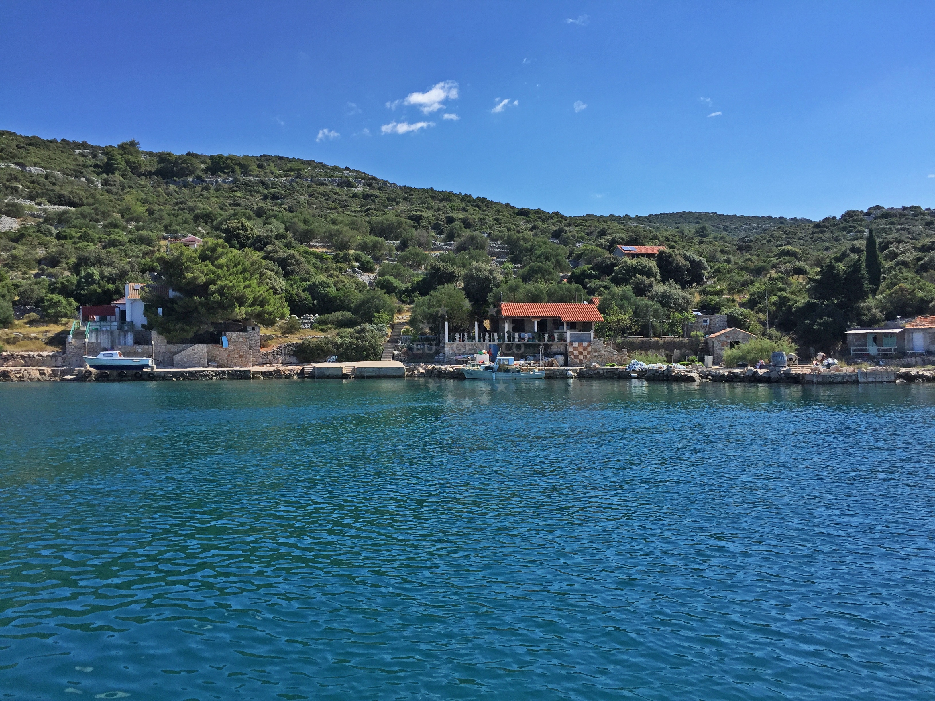 Boat mooring at Konoba Landinic buoy field, North Dalmatia