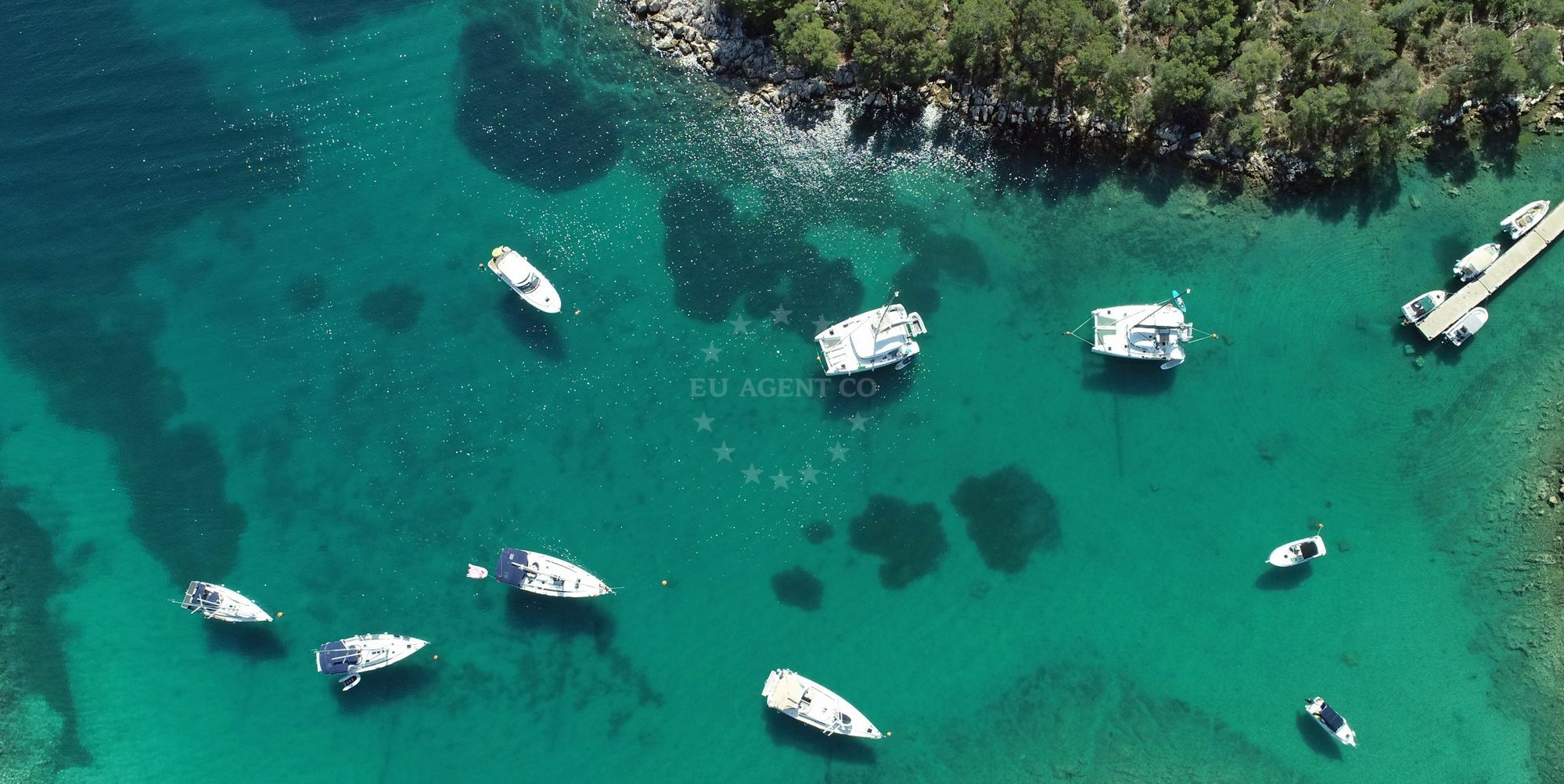 Yacht anchored at Zaklopica Buoy Field, North Dalmatia